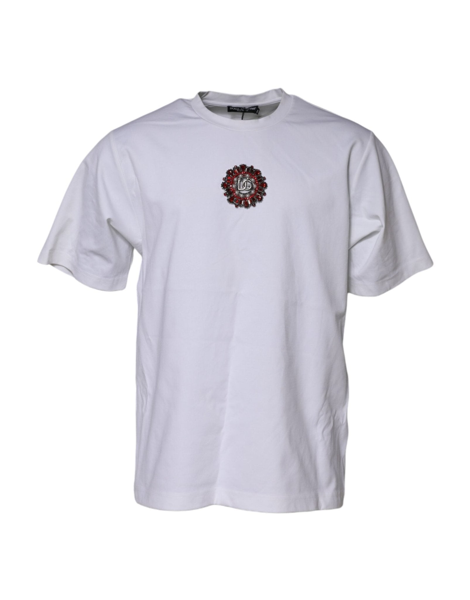 Dolce & Gabbana White Logo Embellish Short Sleeves T-shirt - RIMODA