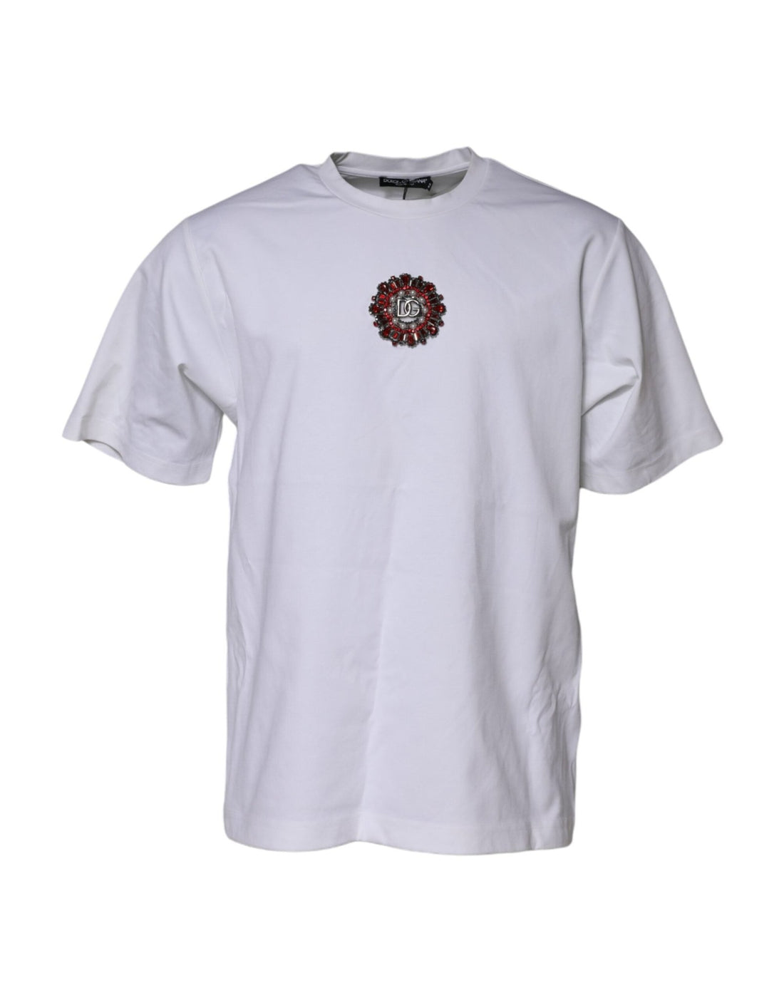 Dolce & Gabbana White Logo Embellish Short Sleeves T-shirt - RIMODA