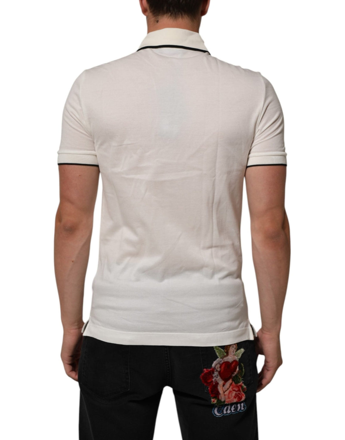 Dolce & Gabbana White Logo Embroidery Cotton Polo T-shirt - RIMODA