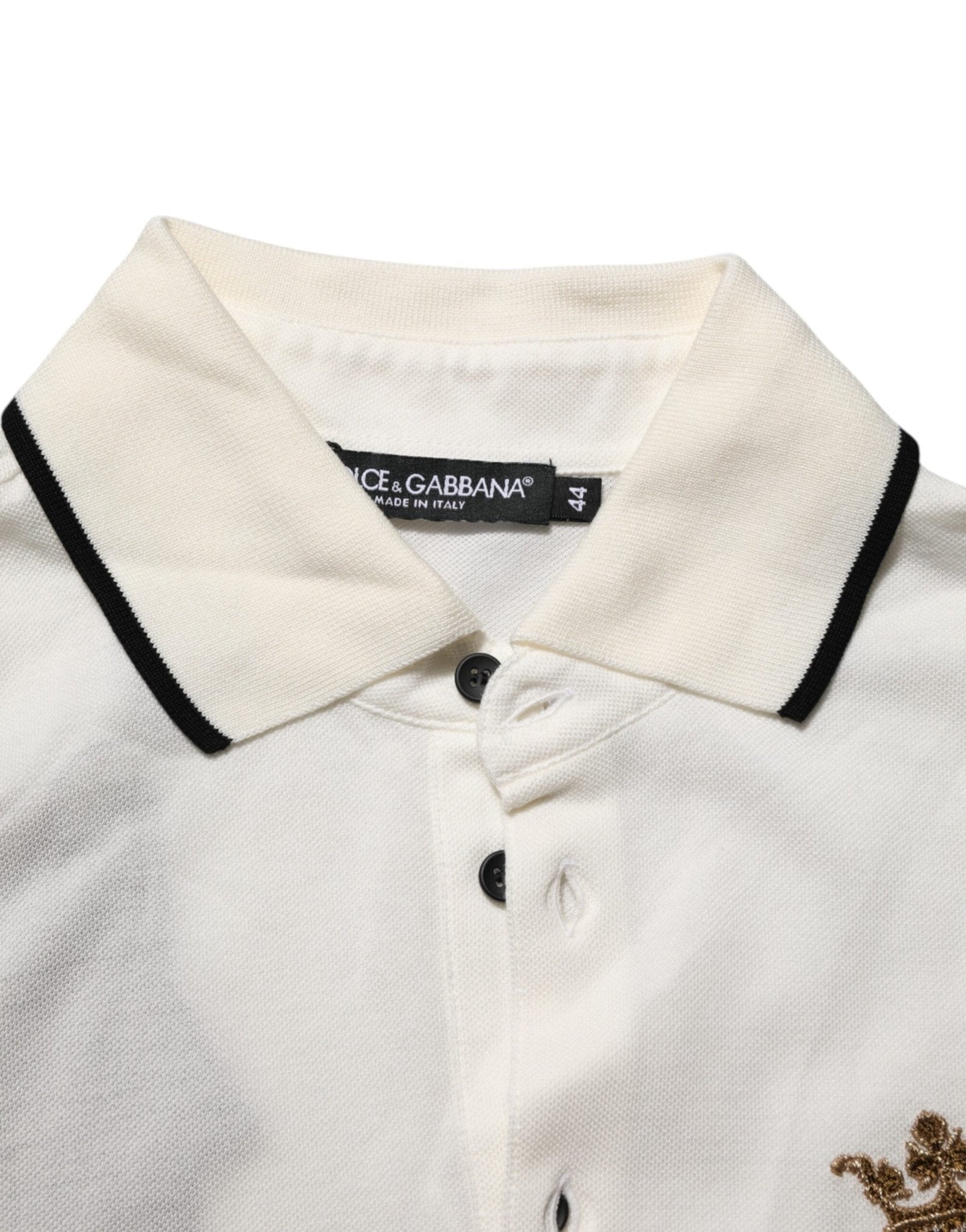 Dolce & Gabbana White Logo Embroidery Cotton Polo T-shirt - RIMODA