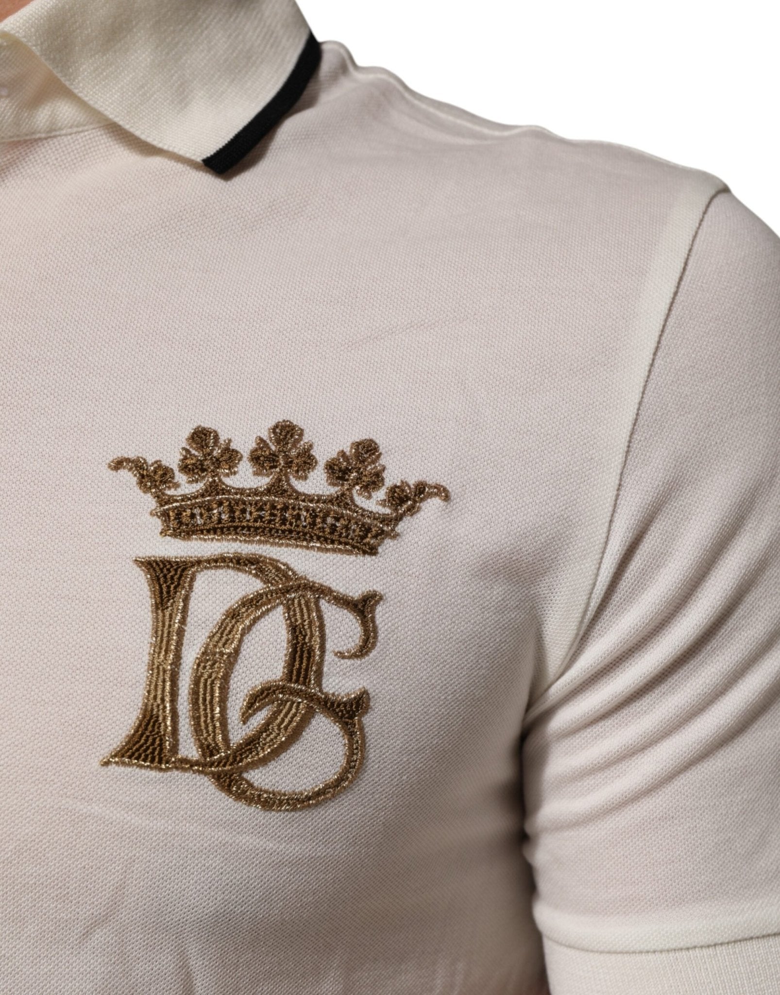 Dolce & Gabbana White Logo Embroidery Cotton Polo T-shirt - RIMODA
