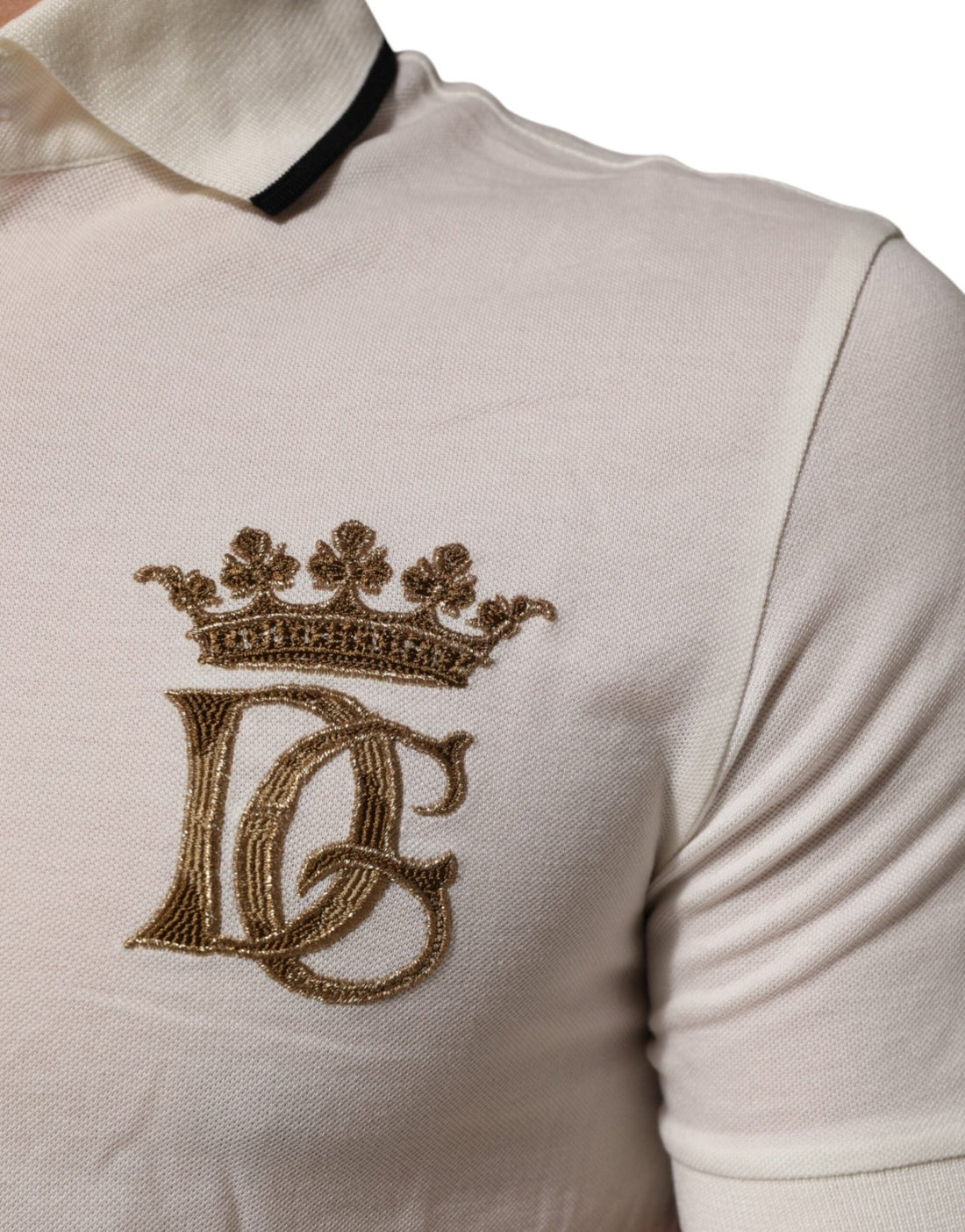 Dolce & Gabbana White Logo Embroidery Cotton Polo T-shirt - RIMODA