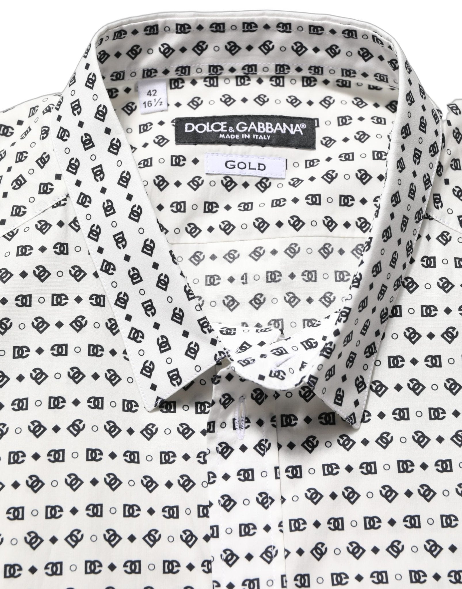 Dolce & Gabbana White Logo GOLD Long Sleeves Dress Shirt - RIMODA