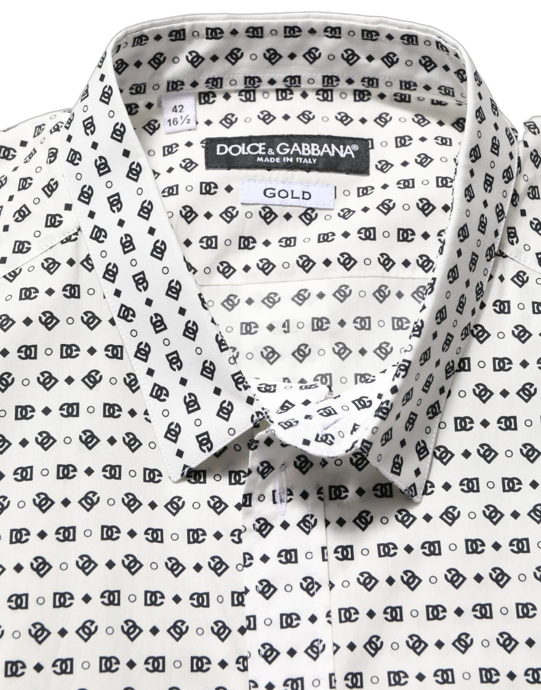 Dolce & Gabbana White Logo GOLD Long Sleeves Dress Shirt - RIMODA