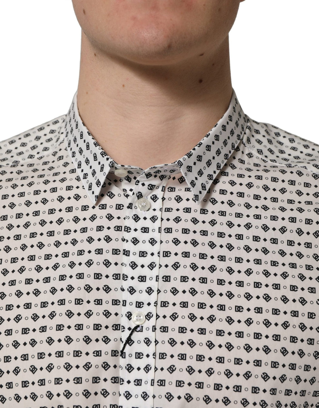 Dolce & Gabbana White Logo GOLD Long Sleeves Dress Shirt - RIMODA