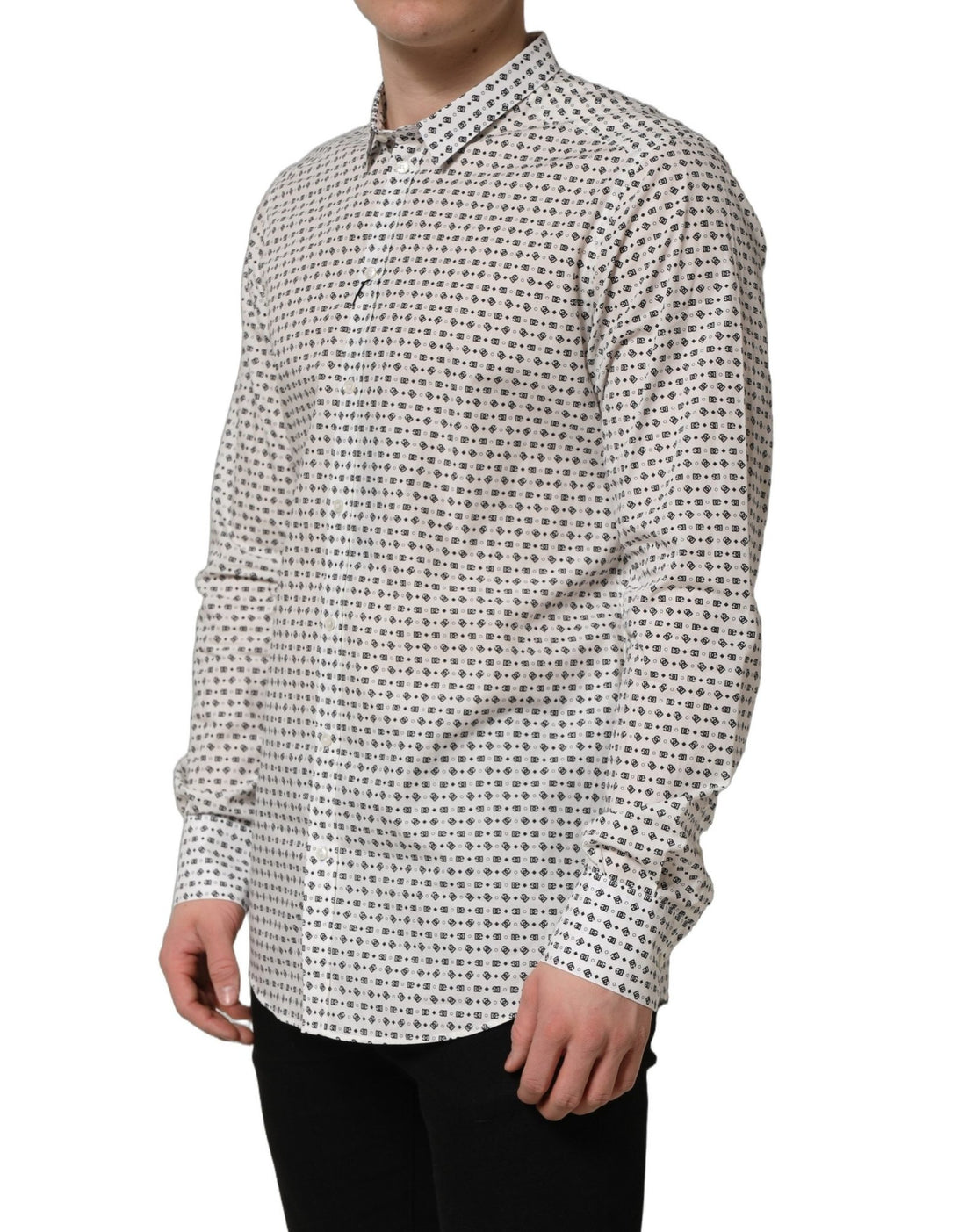 Dolce & Gabbana White Logo GOLD Long Sleeves Dress Shirt - RIMODA