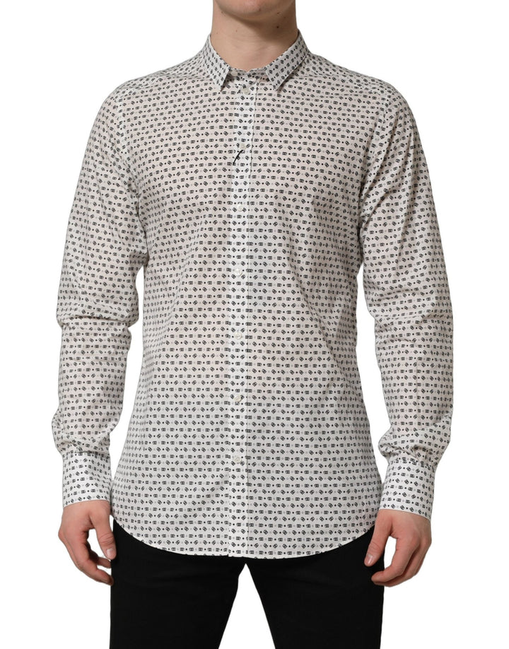 Dolce & Gabbana White Logo GOLD Long Sleeves Dress Shirt - RIMODA