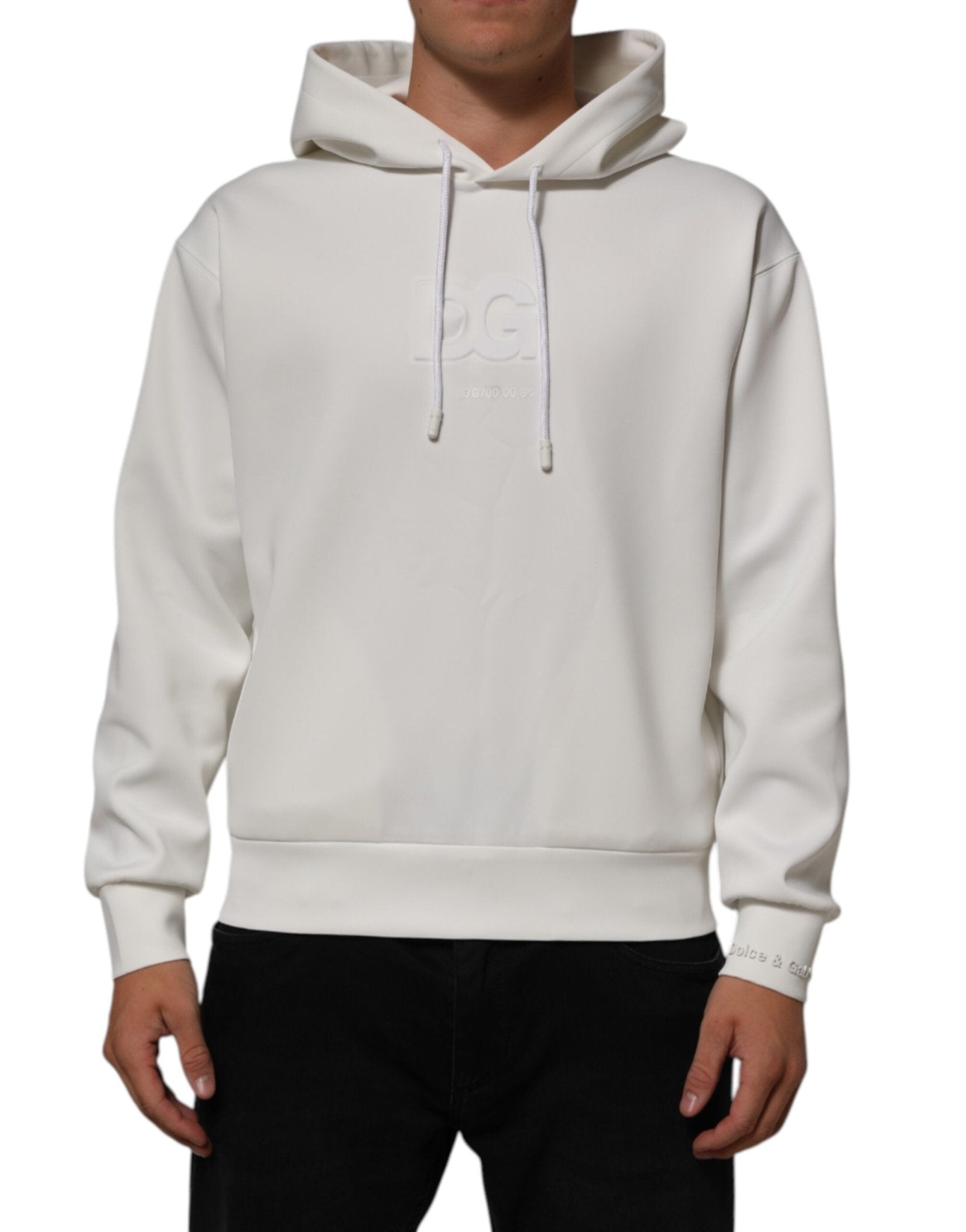 Dolce & Gabbana White Logo Hooded Men Sweatshirt Sweater - RIMODA