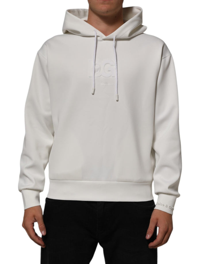 Dolce & Gabbana White Logo Hooded Men Sweatshirt Sweater - RIMODA