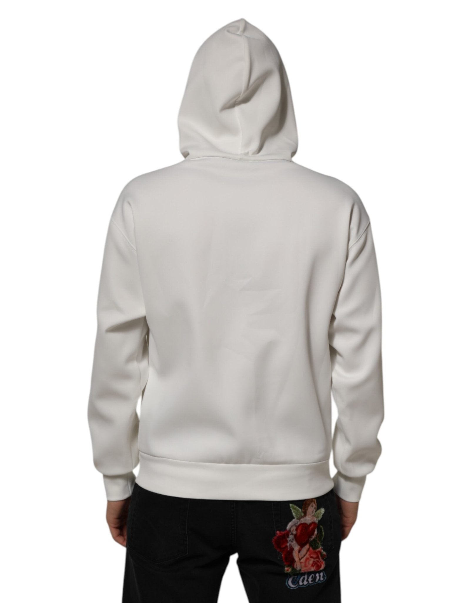 Dolce & Gabbana White Logo Hooded Men Sweatshirt Sweater - RIMODA