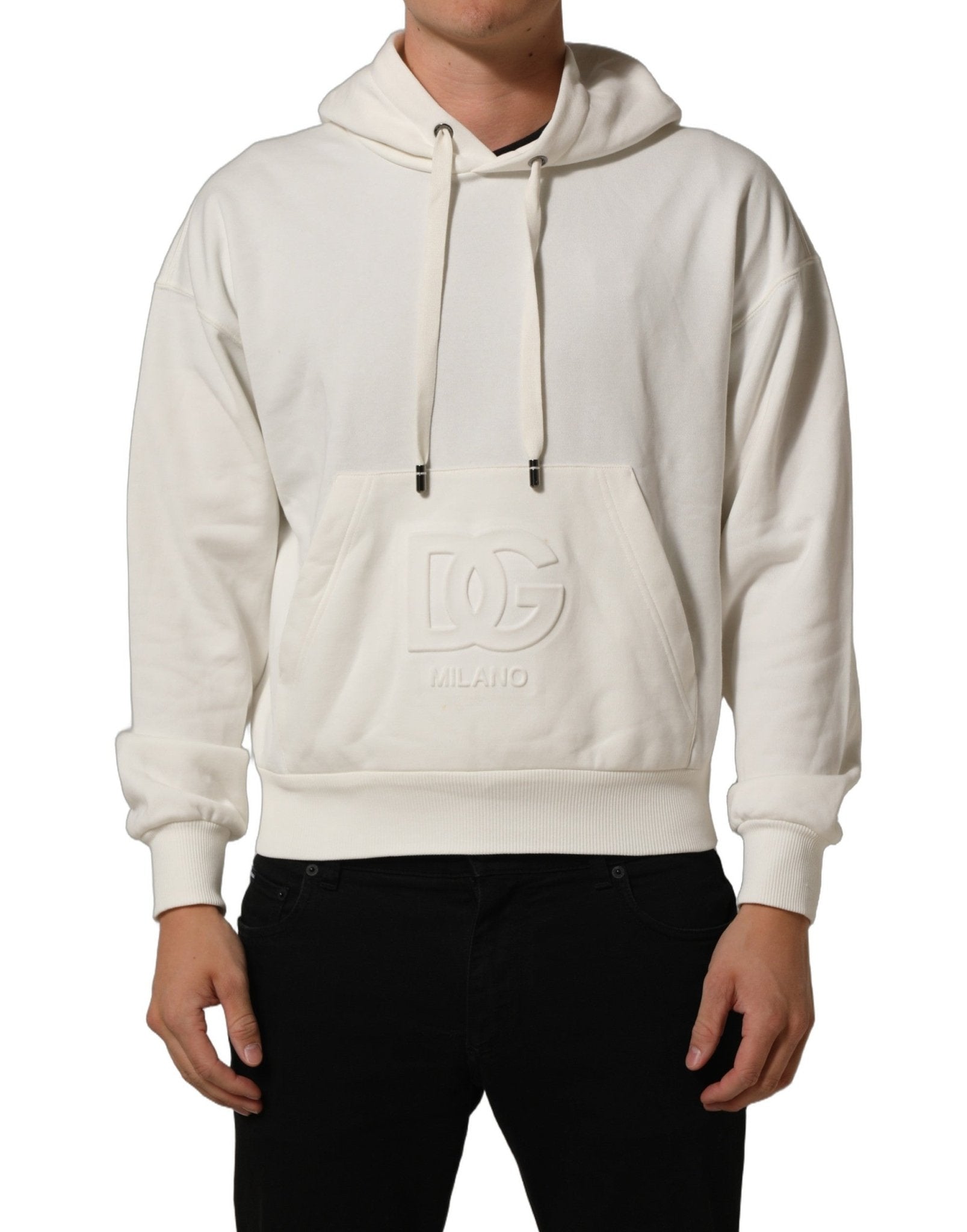 Dolce & Gabbana White Logo Hooded PulloverSweatshirt Sweater - RIMODA