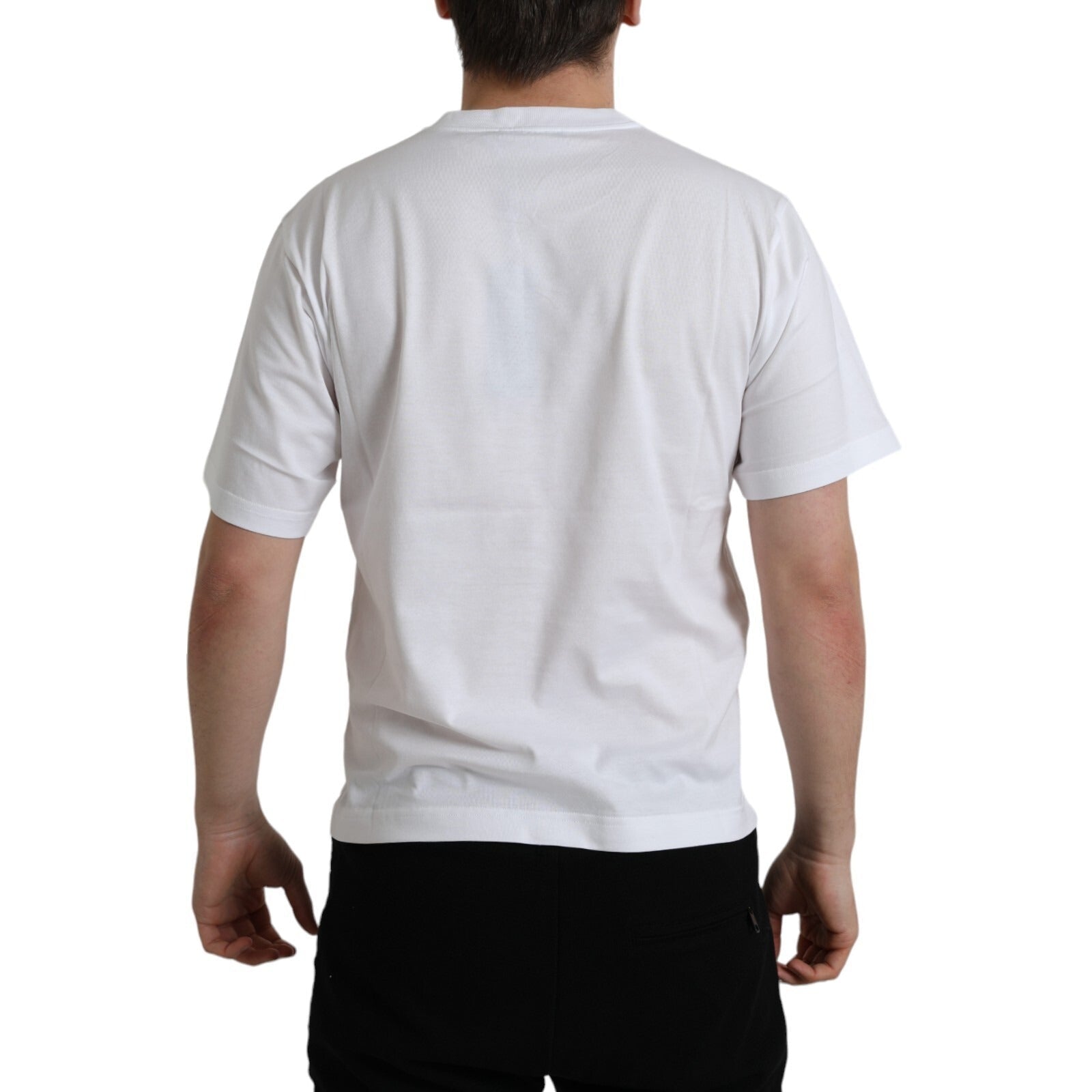Dolce & Gabbana White Logo Patch Cotton Crew Neck T-shirt - RIMODA
