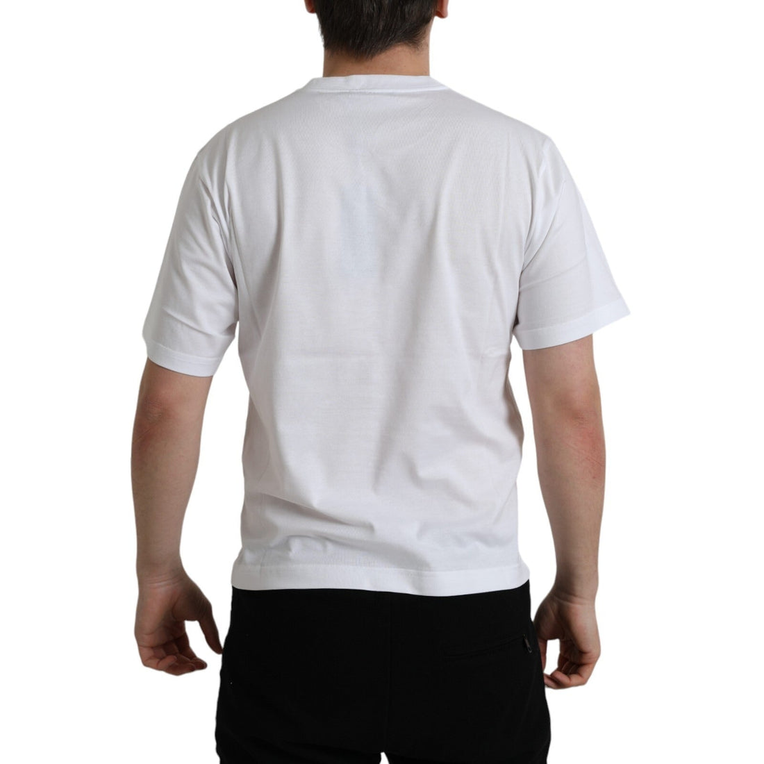 Dolce & Gabbana White Logo Patch Cotton Crew Neck T-shirt - RIMODA