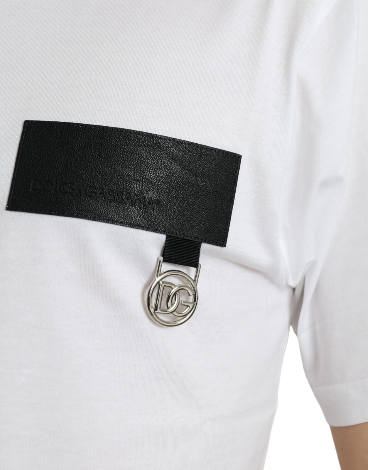 Dolce & Gabbana White Logo Patch Cotton Crew Neck T-shirt - RIMODA