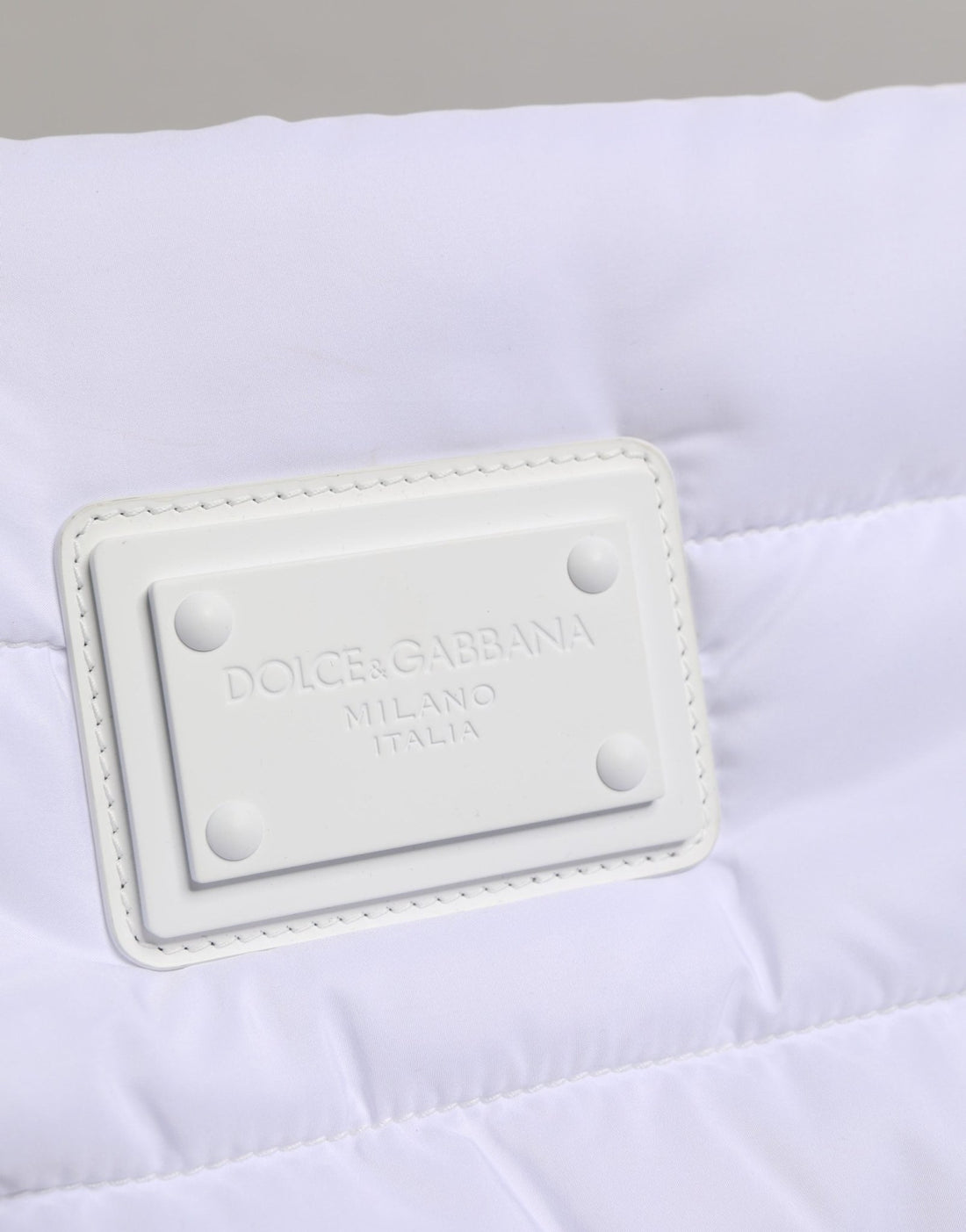 Dolce & Gabbana White Logo Plaque Polyester Quilted Shoulder Borse Bag - RIMODA