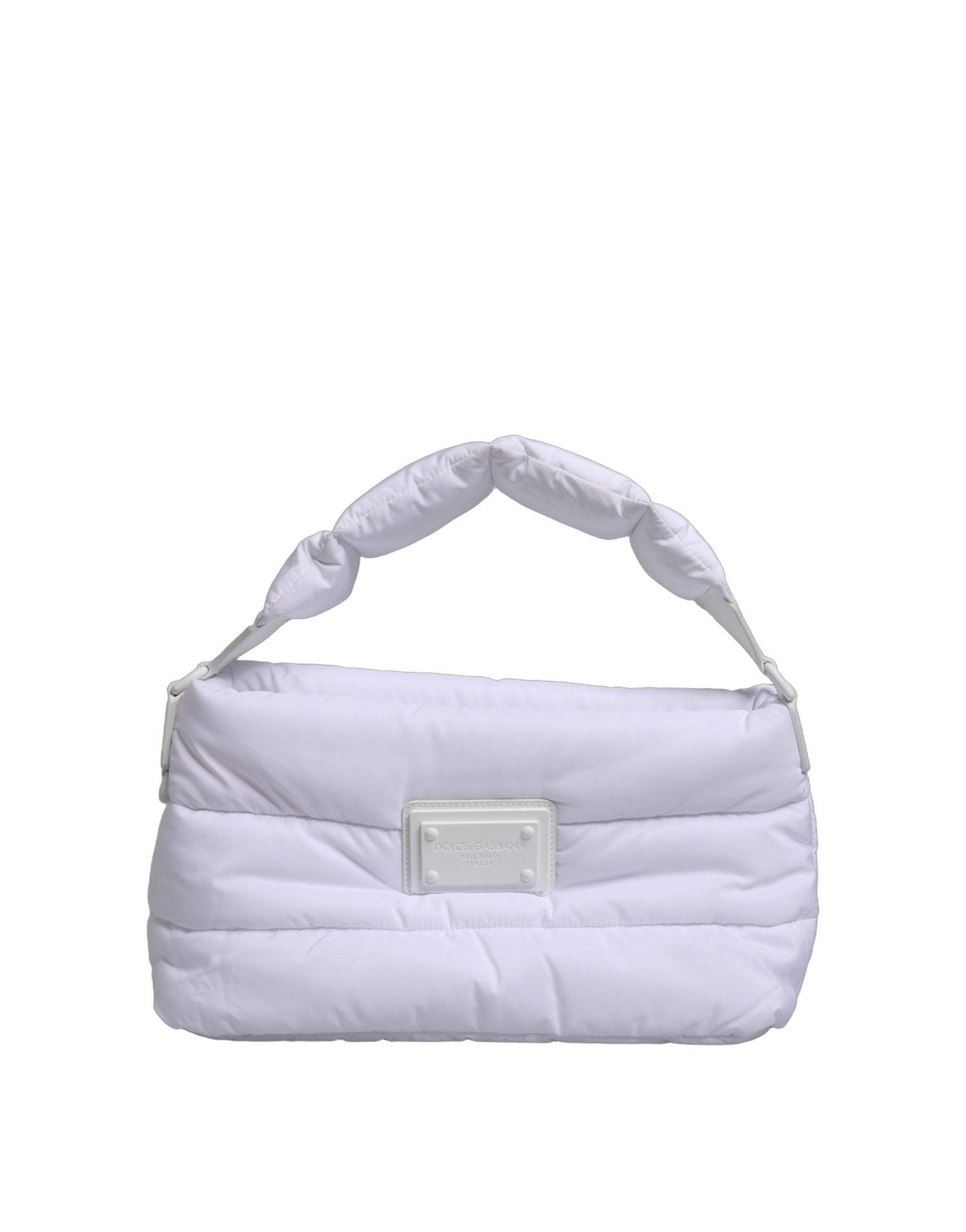 Dolce & Gabbana White Logo Plaque Polyester Quilted Shoulder Borse Bag - RIMODA