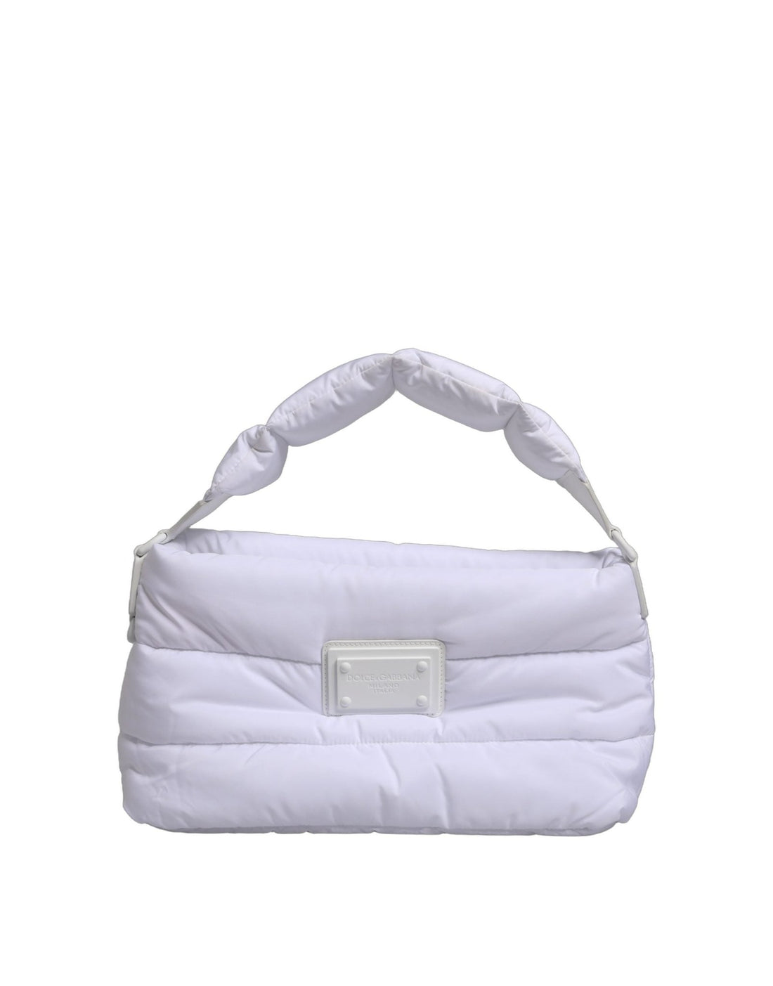 Dolce & Gabbana White Logo Plaque Polyester Quilted Shoulder Borse Bag - RIMODA