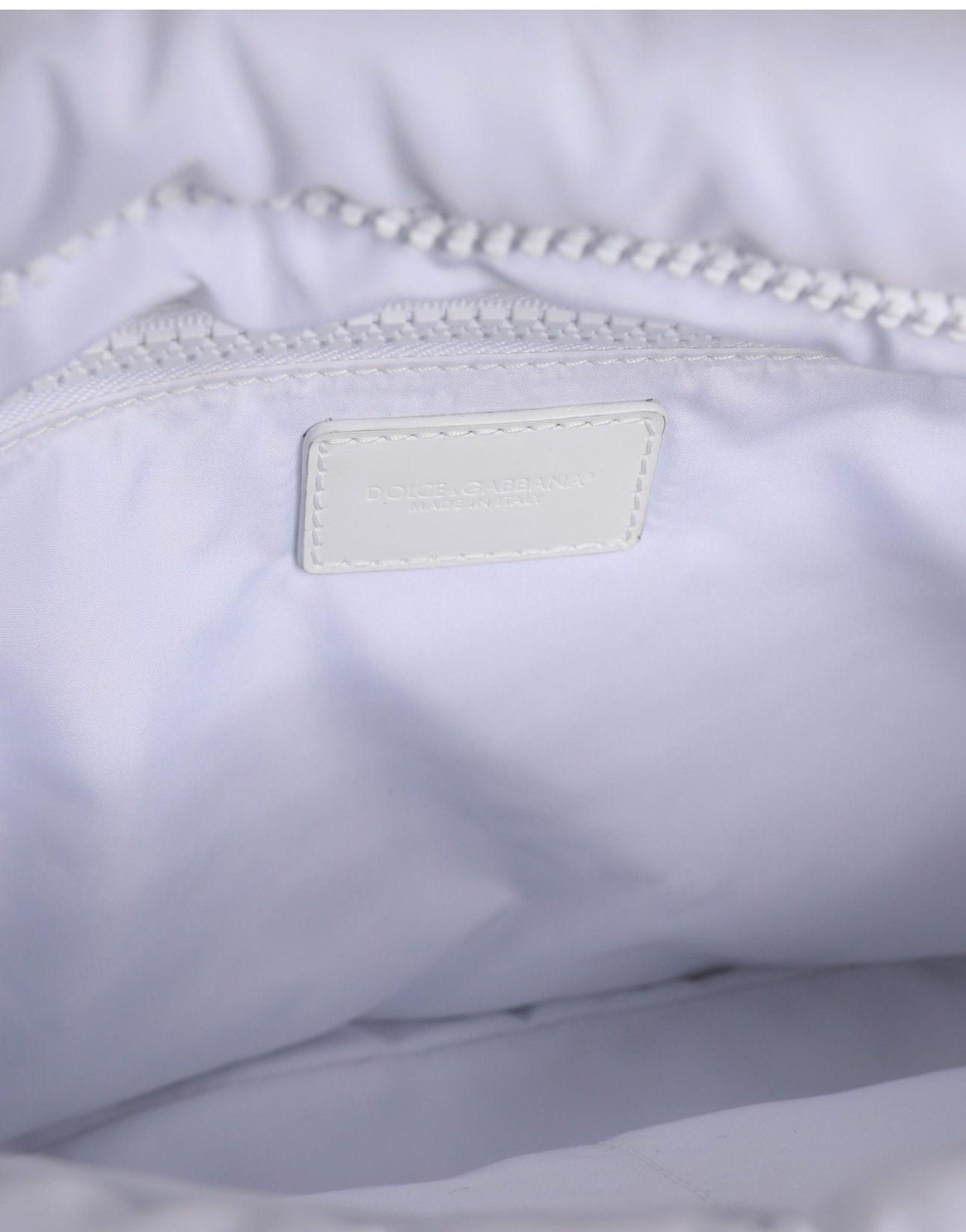 Dolce & Gabbana White Logo Plaque Polyester Quilted Shoulder Borse Bag - RIMODA