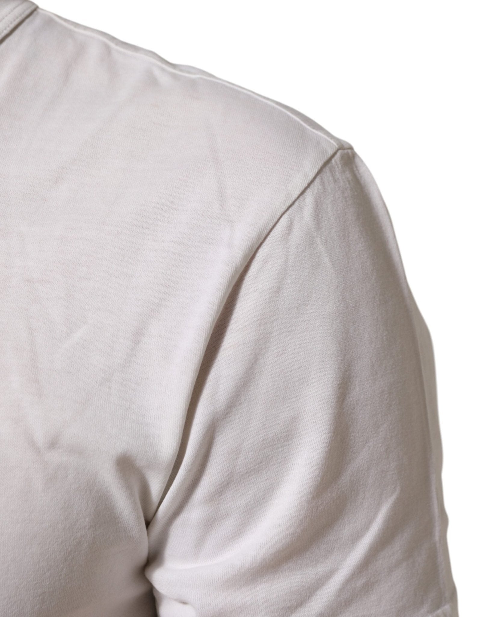 Dolce & Gabbana White Logo Print Cotton Crew Neck Men T-shirt - RIMODA