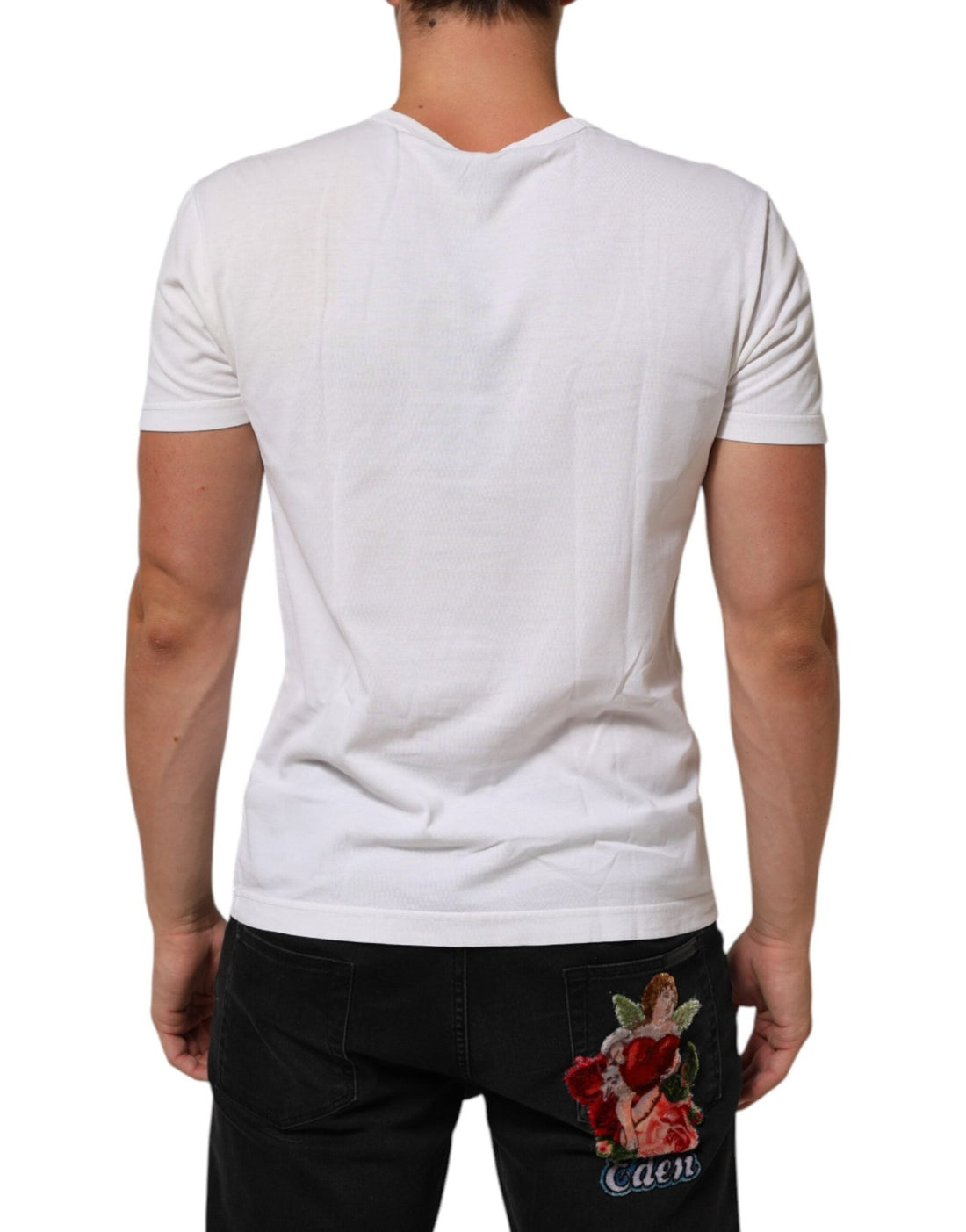 Dolce & Gabbana White Logo Print Cotton Crew Neck Men T-shirt - RIMODA