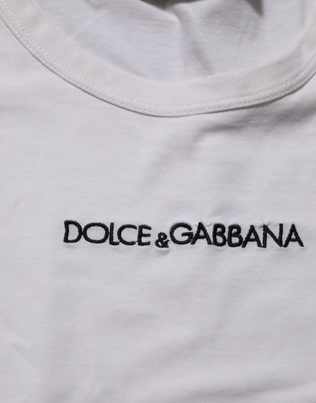 Dolce & Gabbana White Logo Print Cotton Crew Neck Men T-shirt - RIMODA