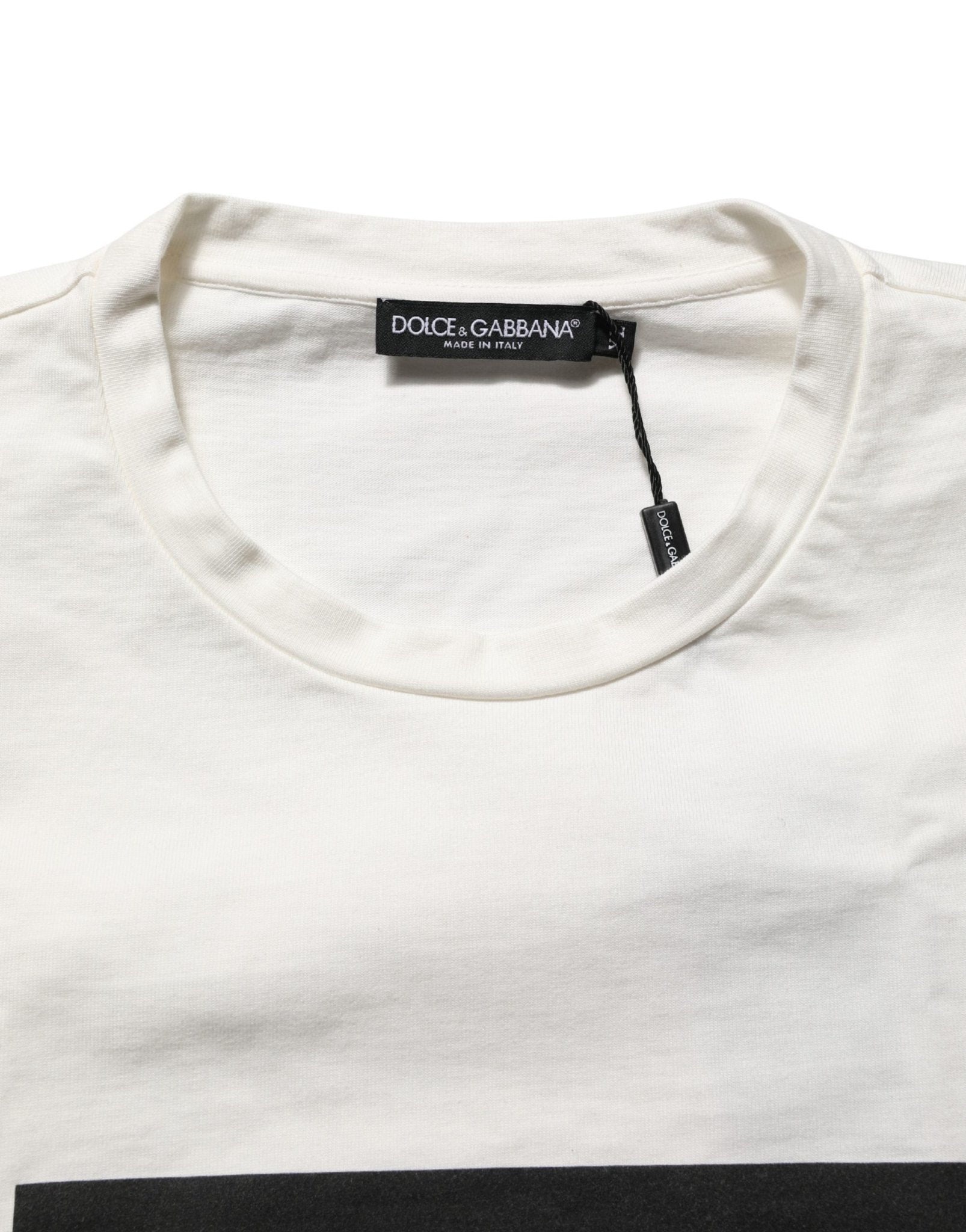 Dolce & Gabbana White Logo Print Cotton Crew Neck Men T-shirt - RIMODA