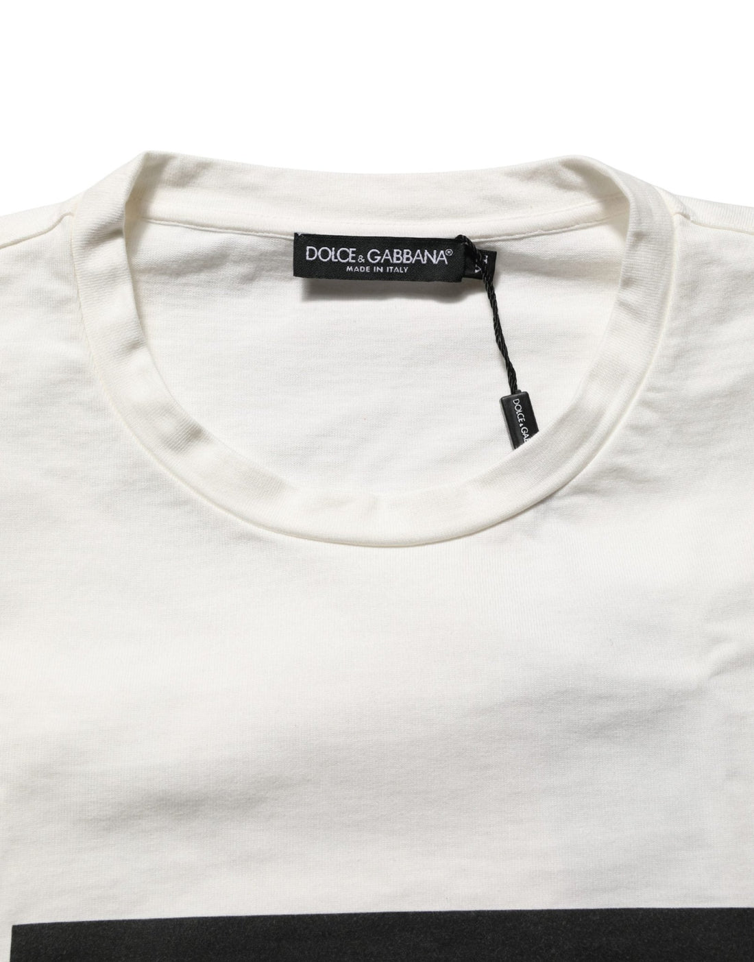 Dolce & Gabbana White Logo Print Cotton Crew Neck Men T-shirt - RIMODA