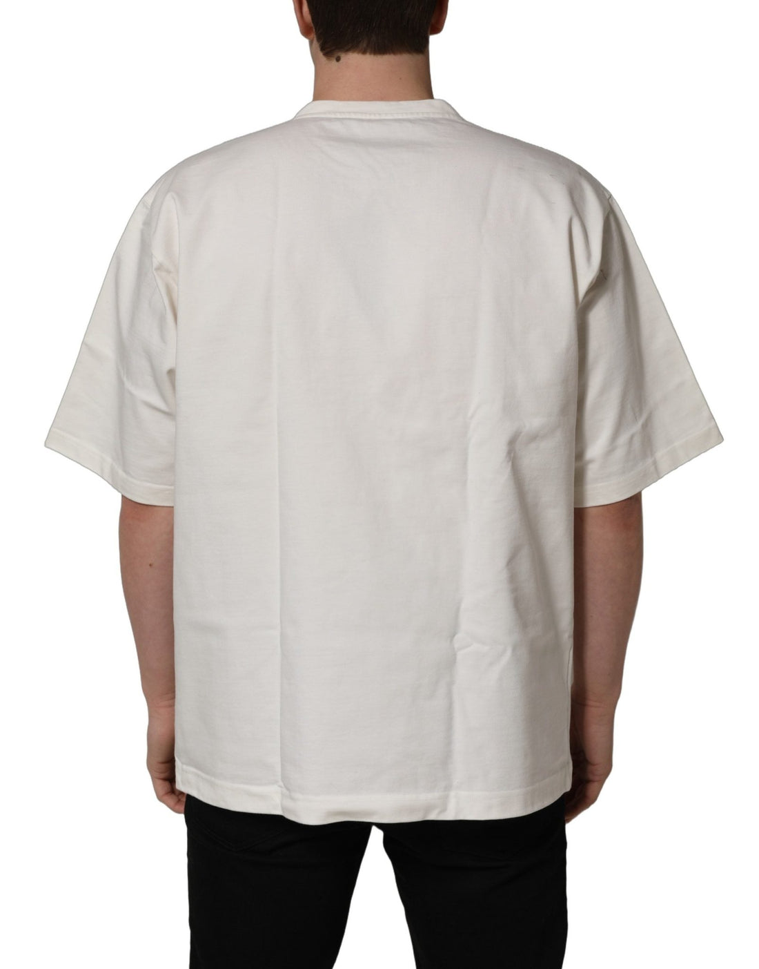 Dolce & Gabbana White Logo Print Cotton Crew Neck Men T-shirt - RIMODA