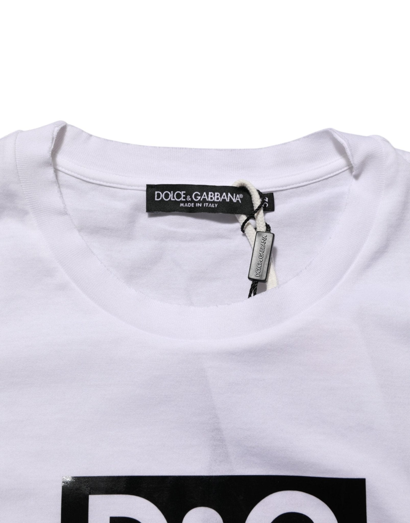 Dolce & Gabbana White Logo Print Cotton Crew Neck T-shirt - RIMODA