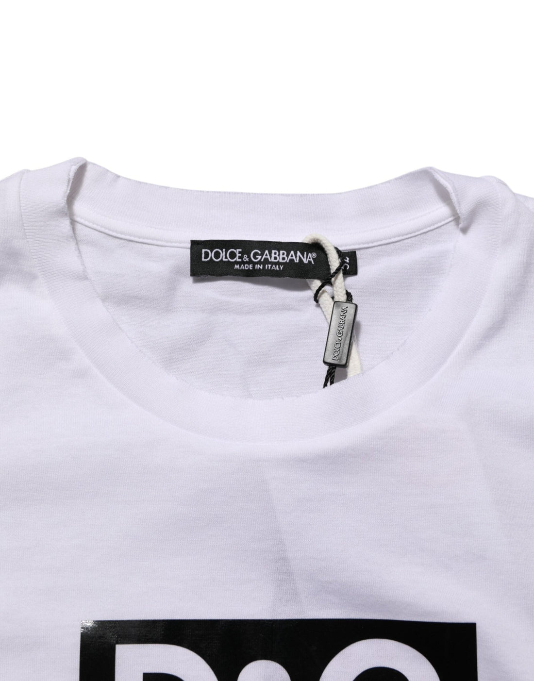Dolce & Gabbana White Logo Print Cotton Crew Neck T-shirt - RIMODA