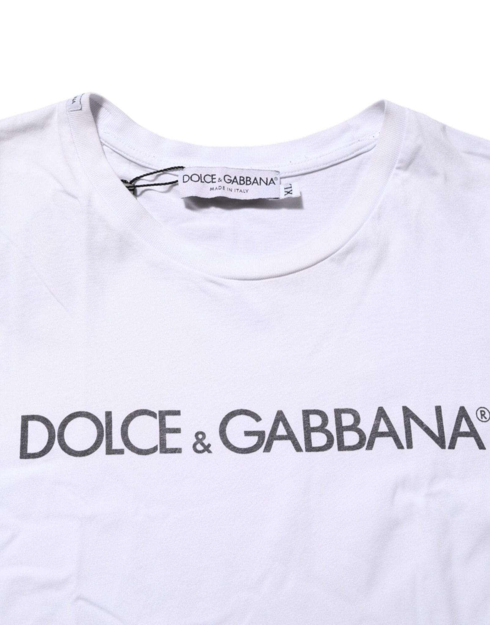 Dolce & Gabbana White Logo Print Cotton Crew Neck T-shirt - RIMODA