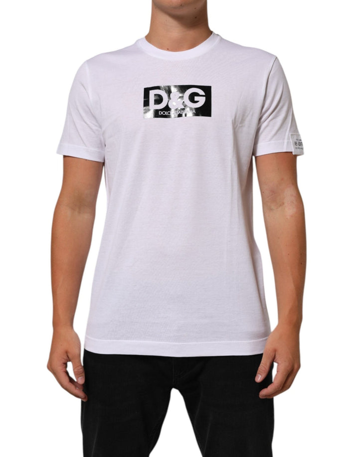 Dolce & Gabbana White Logo Print Cotton Crew Neck T-shirt - RIMODA