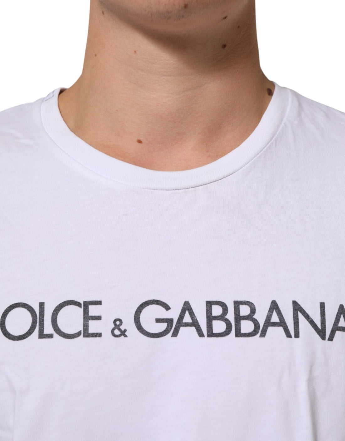Dolce & Gabbana White Logo Print Cotton Crew Neck T-shirt - RIMODA