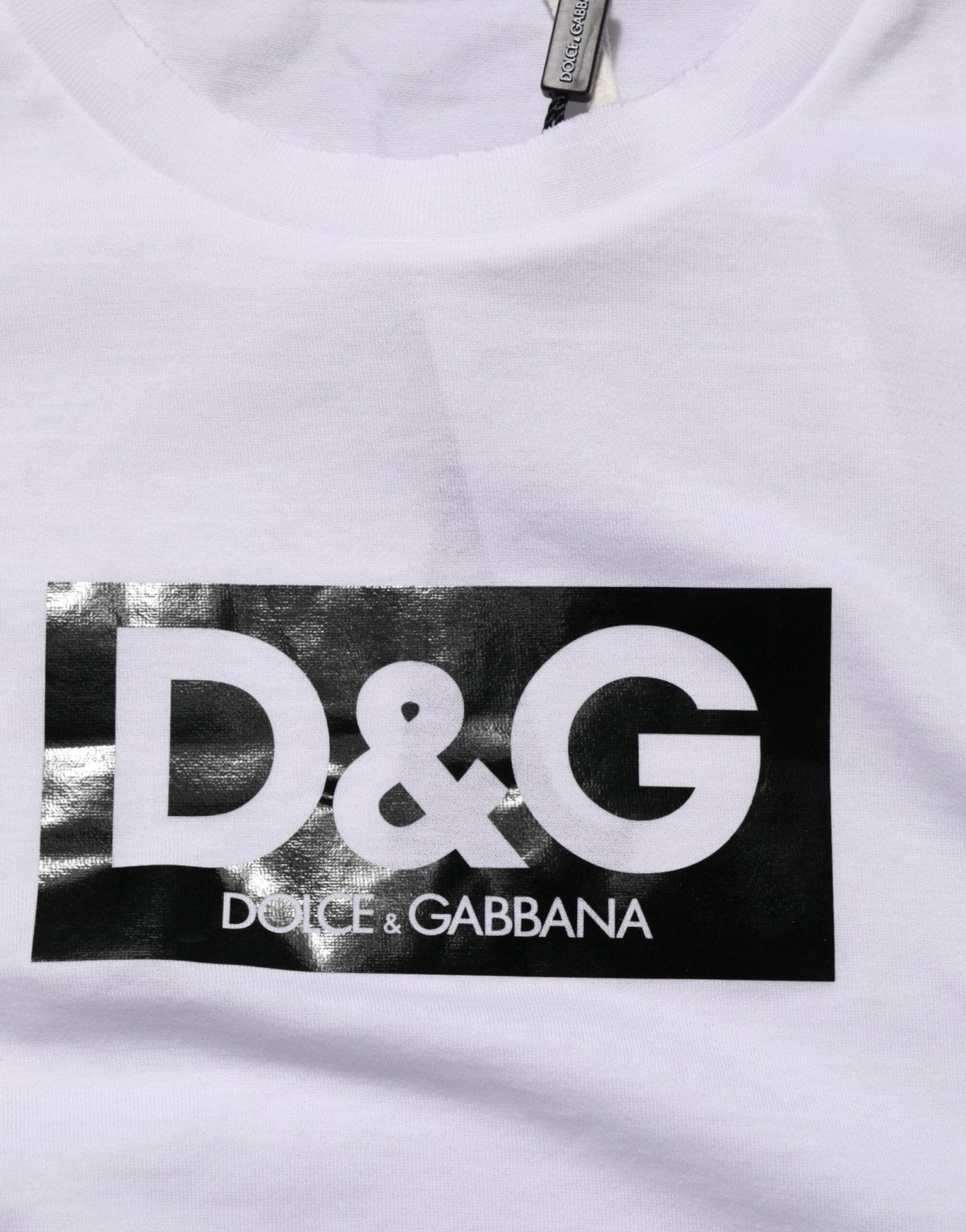 Dolce & Gabbana White Logo Print Cotton Crew Neck T-shirt - RIMODA