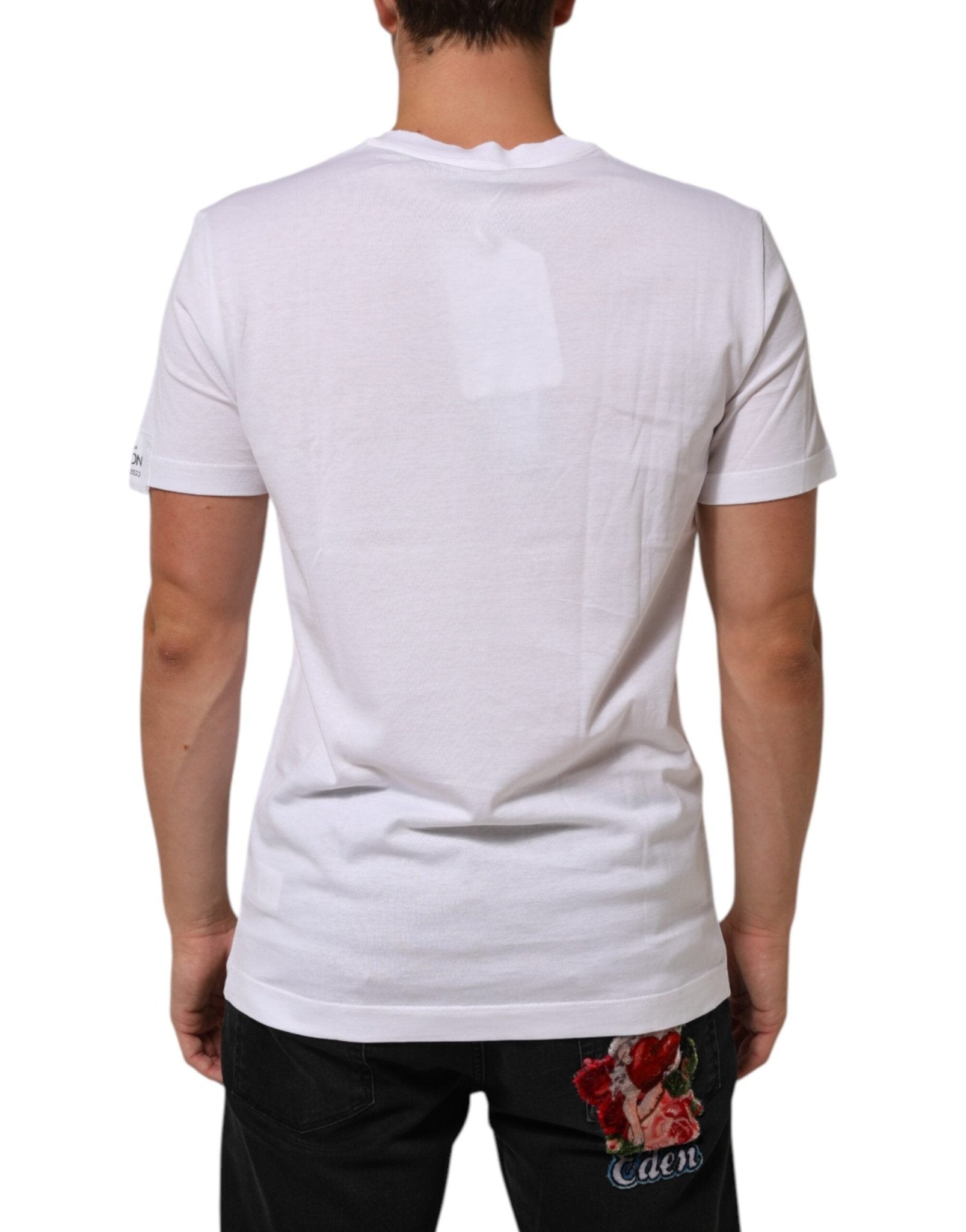 Dolce & Gabbana White Logo Print Cotton Crew Neck T-shirt - RIMODA