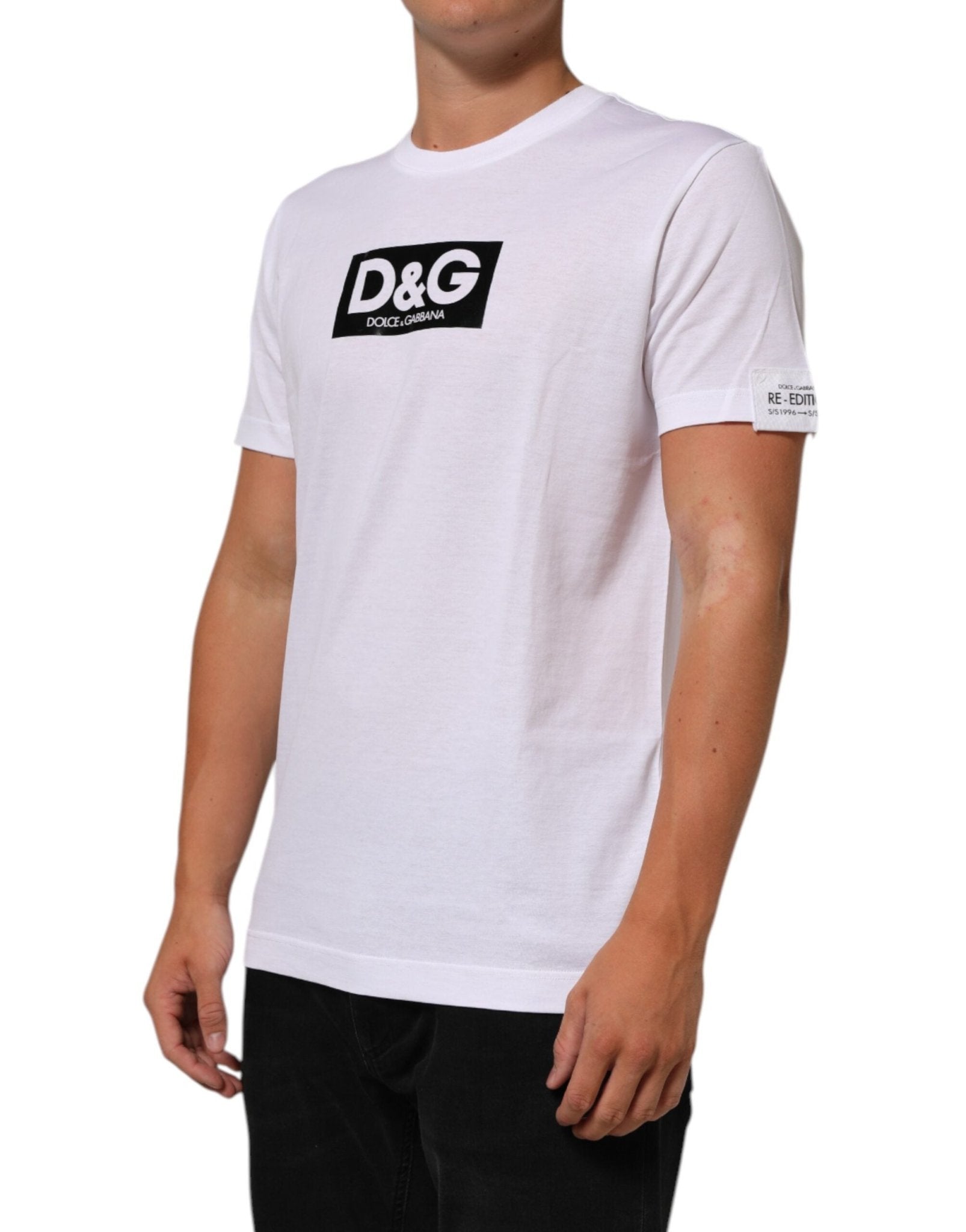 Dolce & Gabbana White Logo Print Cotton Crew Neck T-shirt - RIMODA