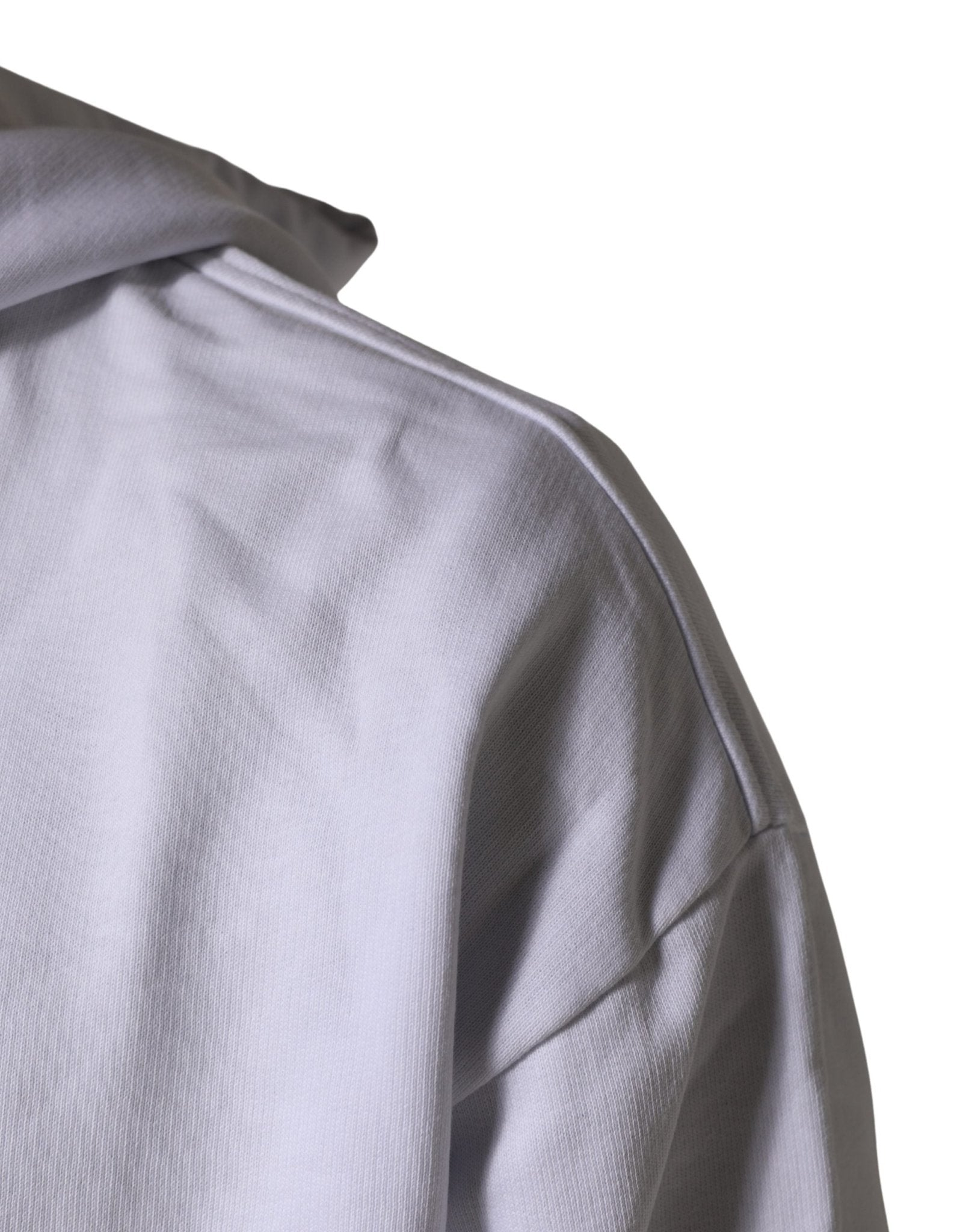 Dolce & Gabbana White Logo Print Cotton Hooded Sweatshirt Sweater - RIMODA