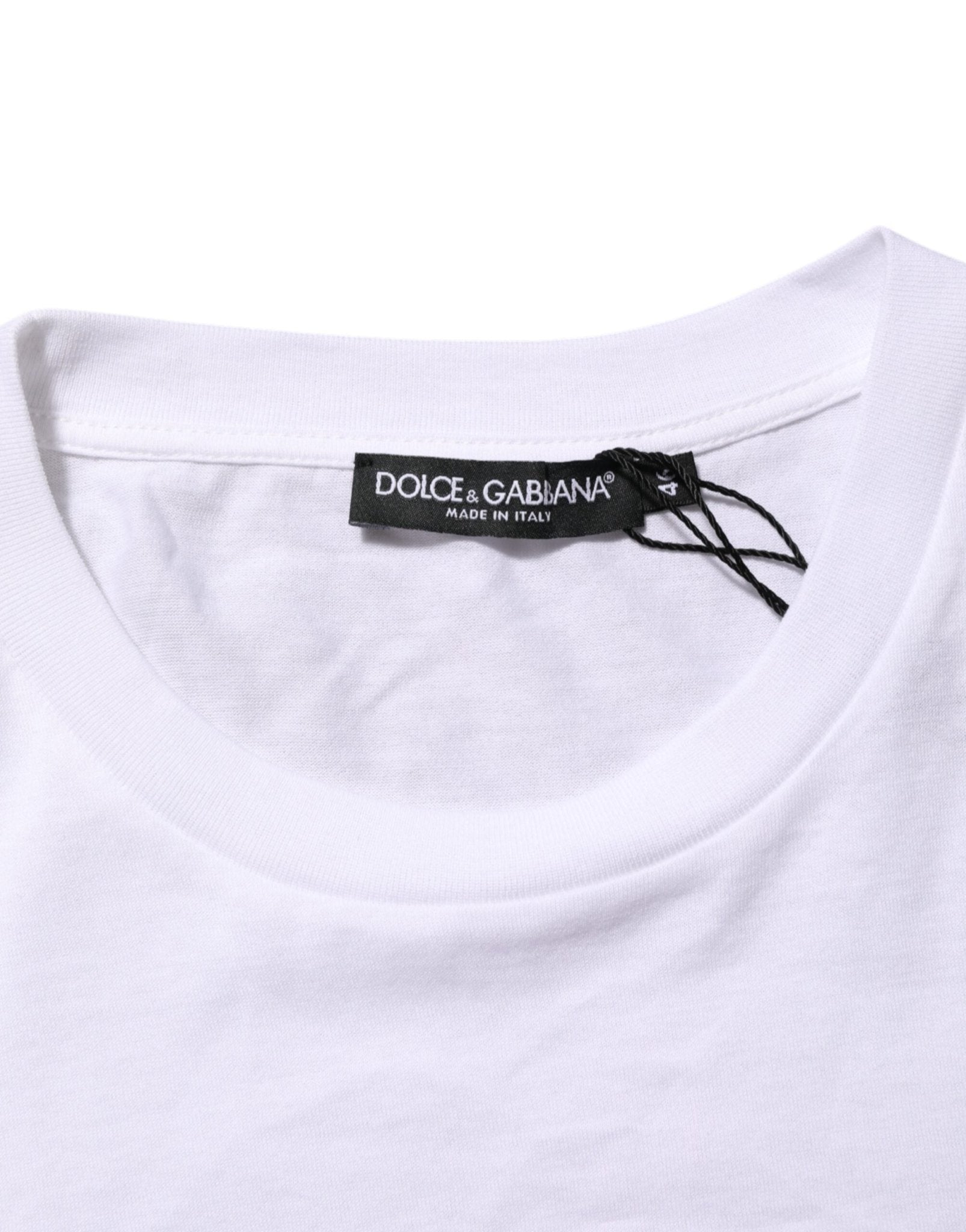 Dolce & Gabbana White Logo Print Cotton Men Crew Neck T-shirt - RIMODA