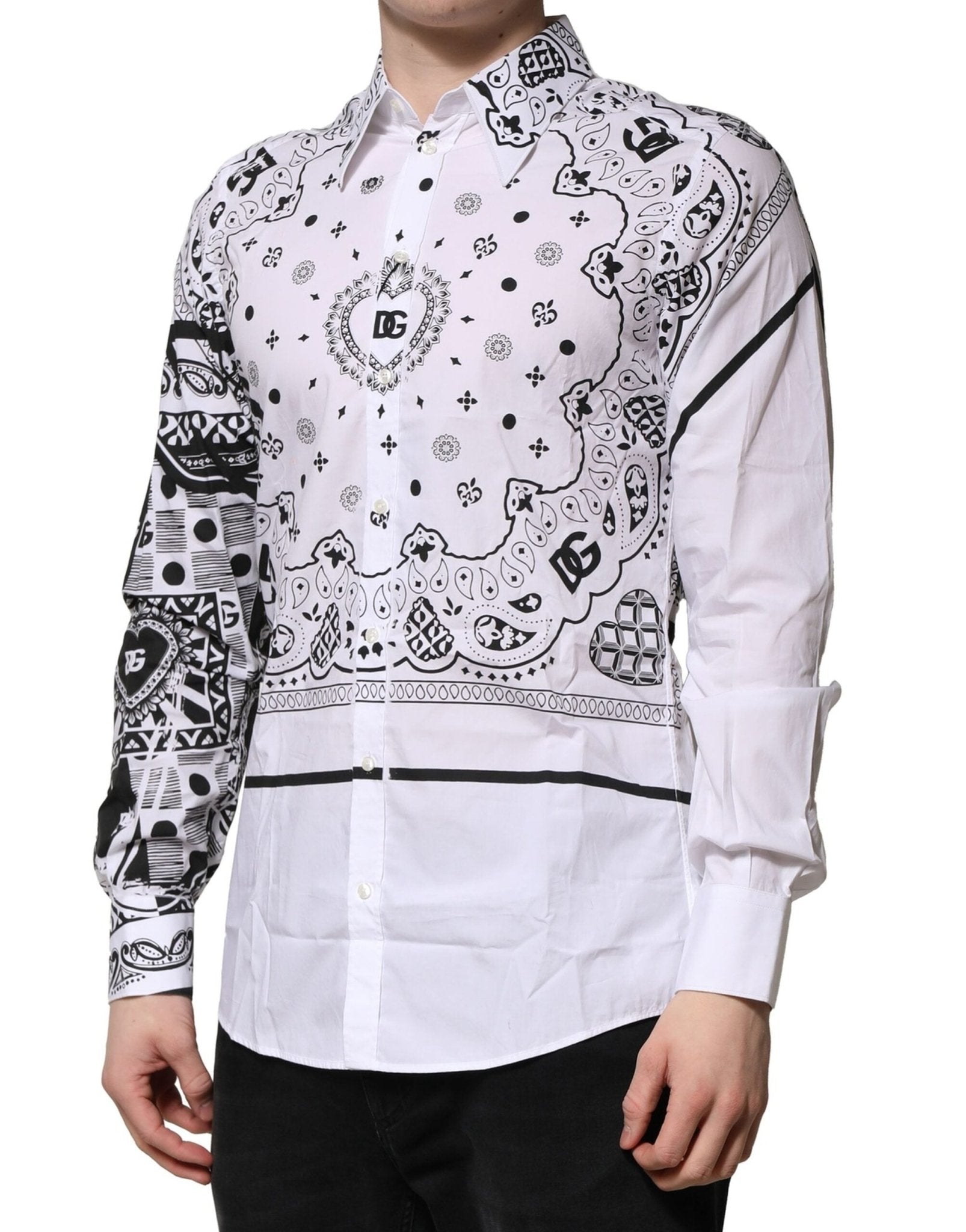 Dolce & Gabbana White MARTINI Bandana Print Formal Shirt - RIMODA