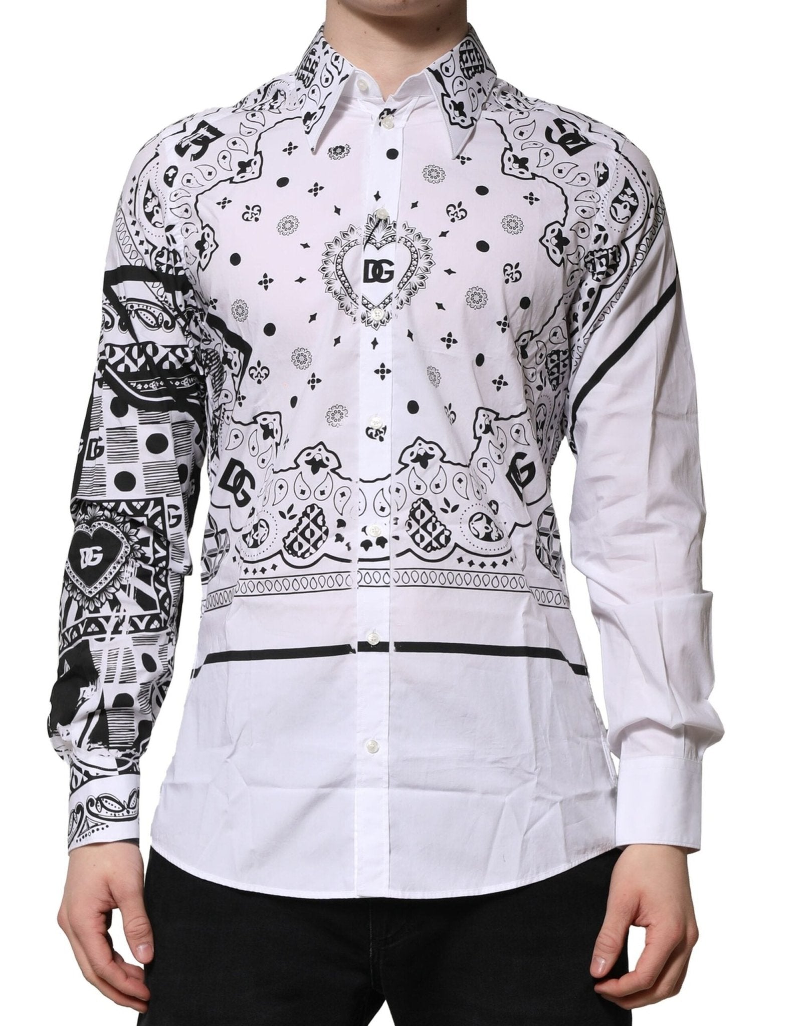 Dolce & Gabbana White MARTINI Bandana Print Formal Shirt - RIMODA