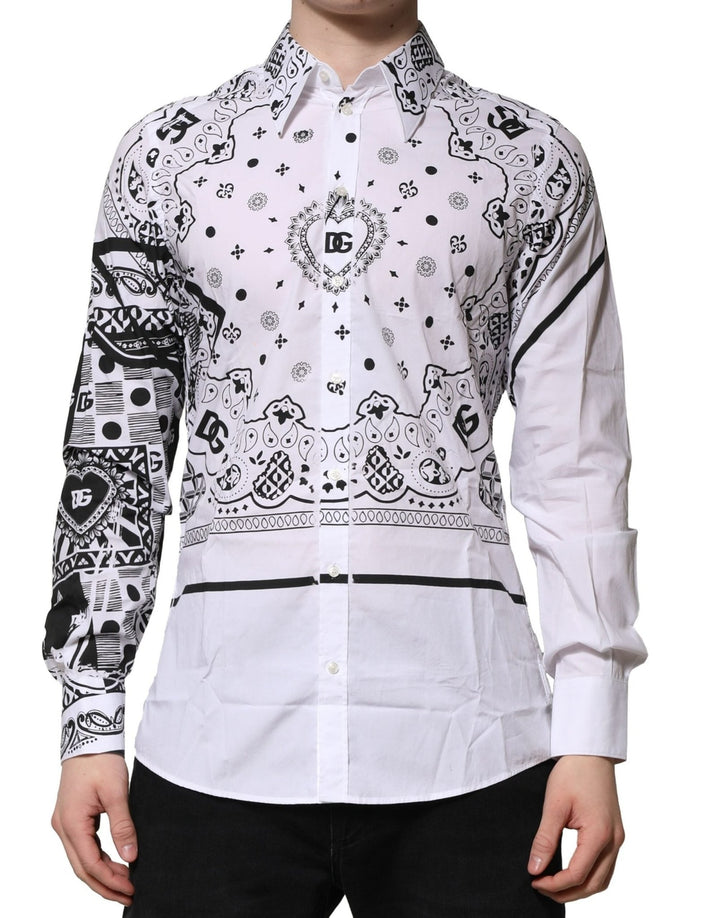 Dolce & Gabbana White MARTINI Bandana Print Formal Shirt - RIMODA