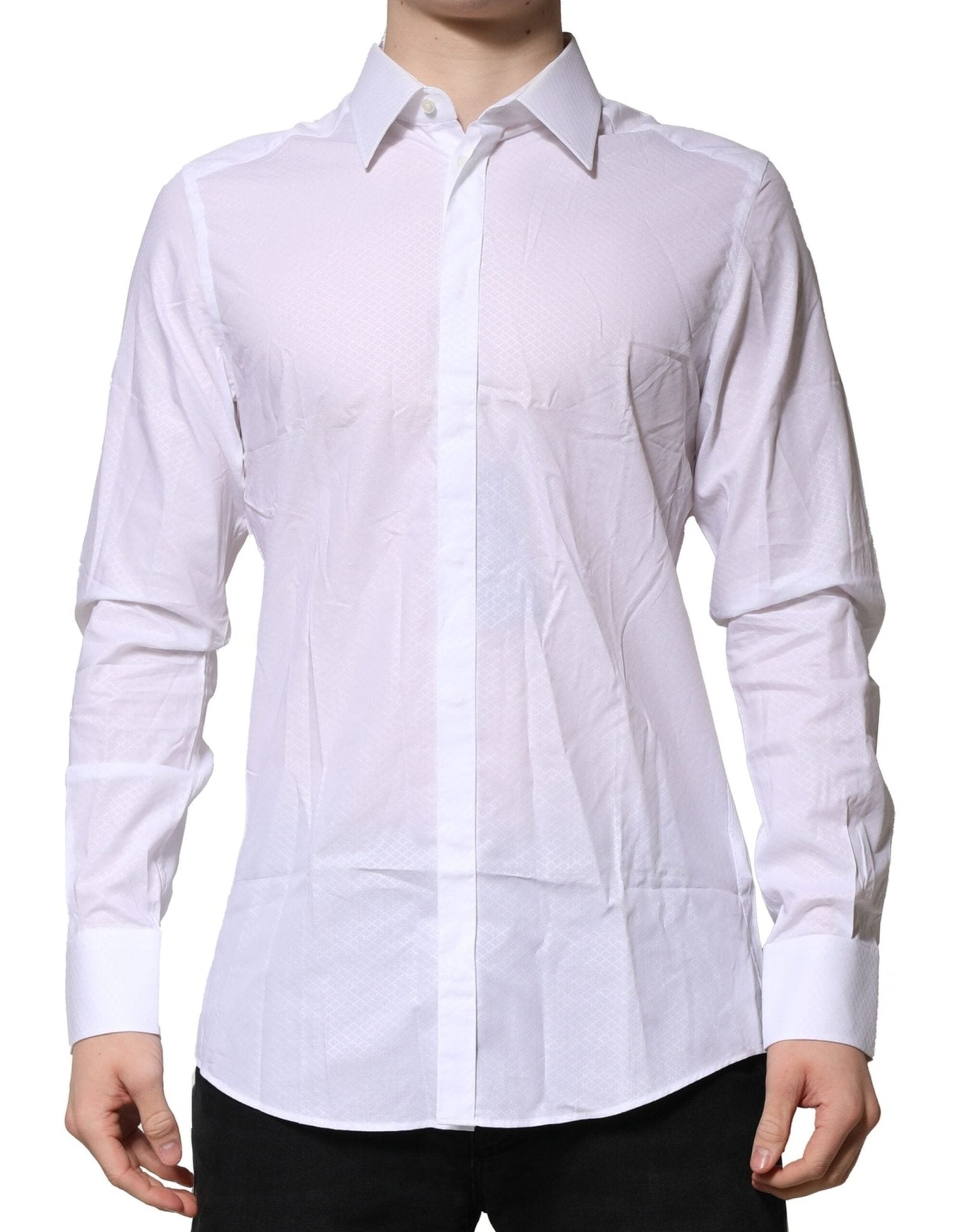 Dolce & Gabbana White MARTINI Cotton Men Dress Formal Shirt - RIMODA