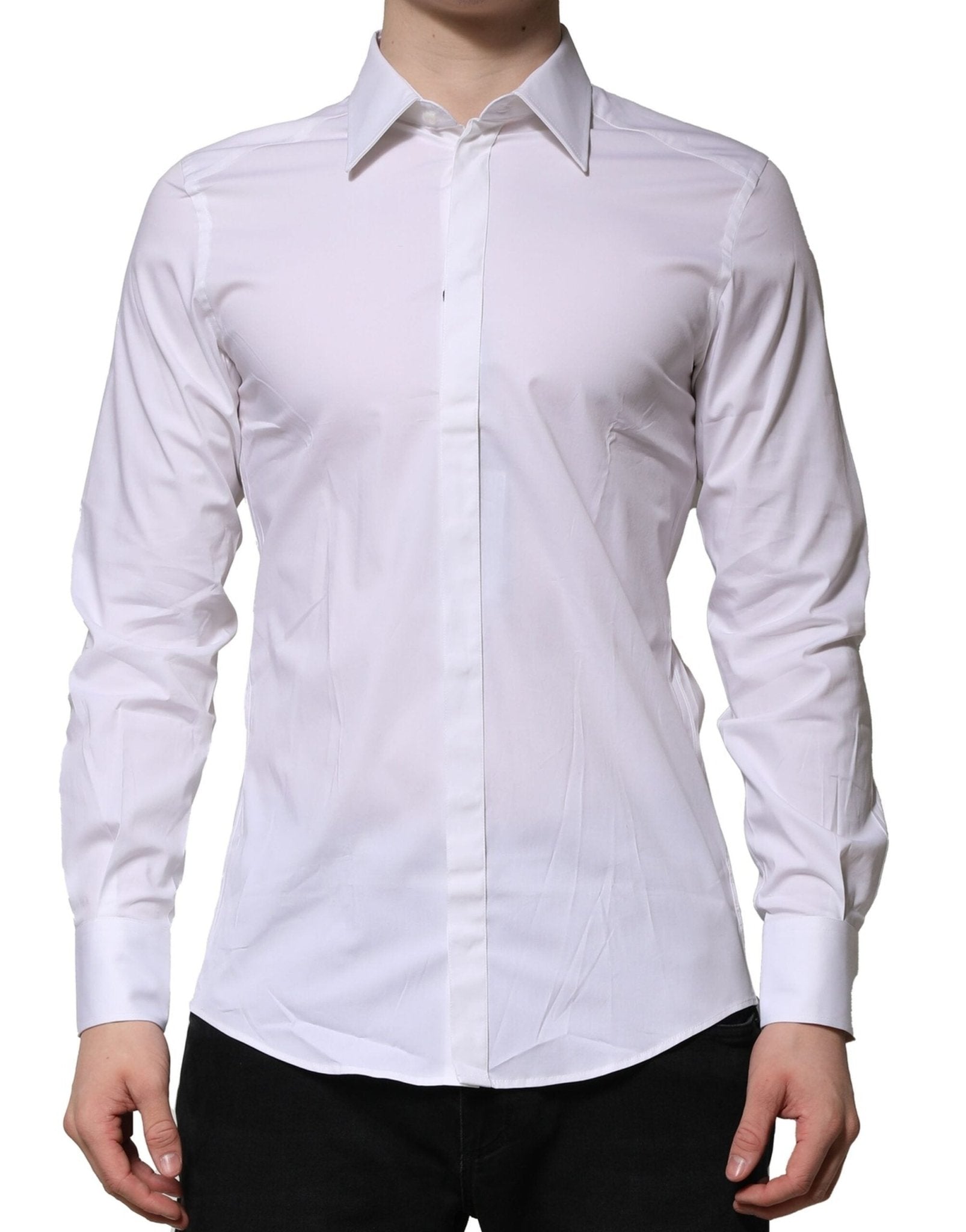 Dolce & Gabbana White MARTINI Long Sleeves Dress Formal Shirt - RIMODA