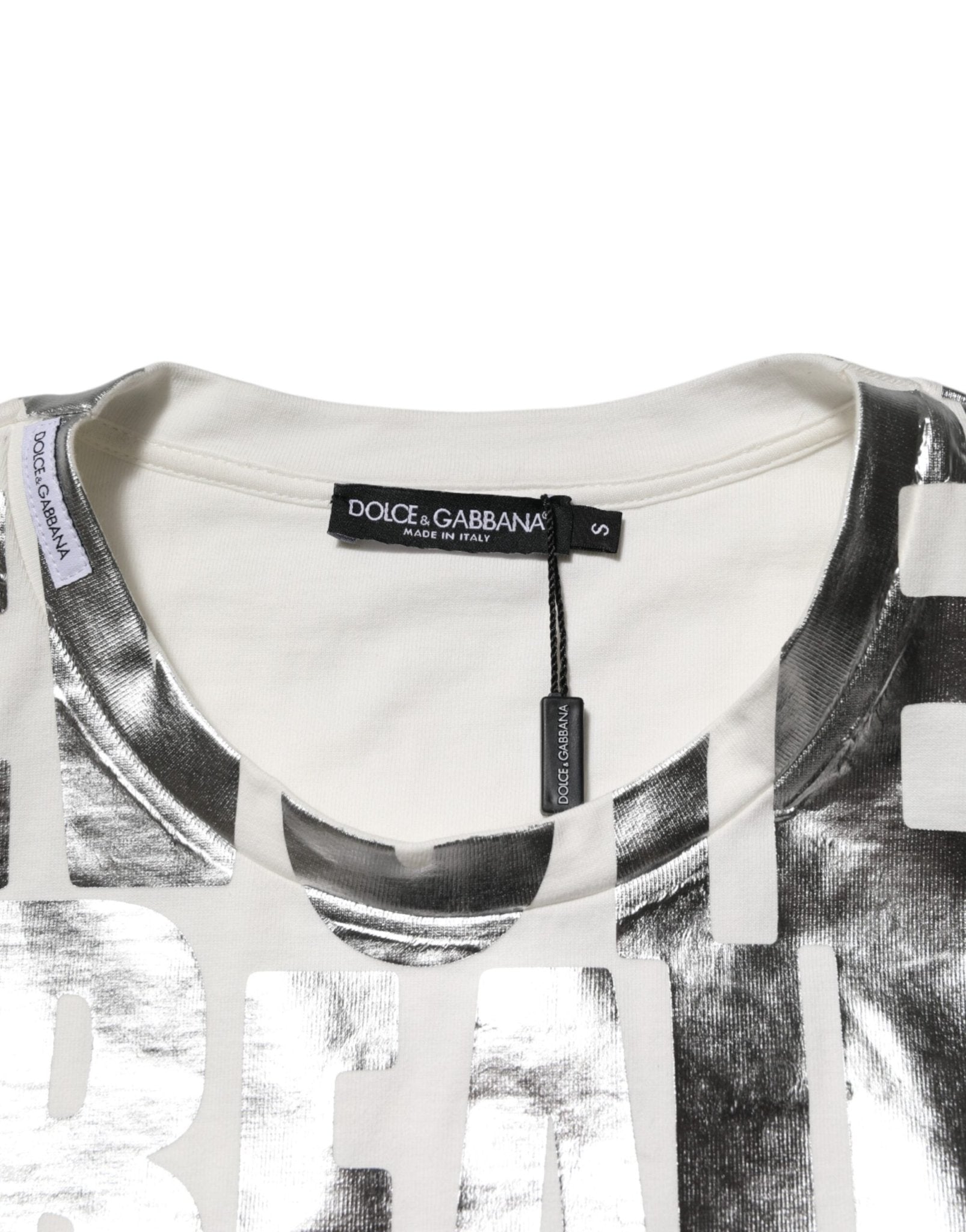 Dolce & Gabbana White Metallic Print Cotton CrewNeck T-shirt - RIMODA