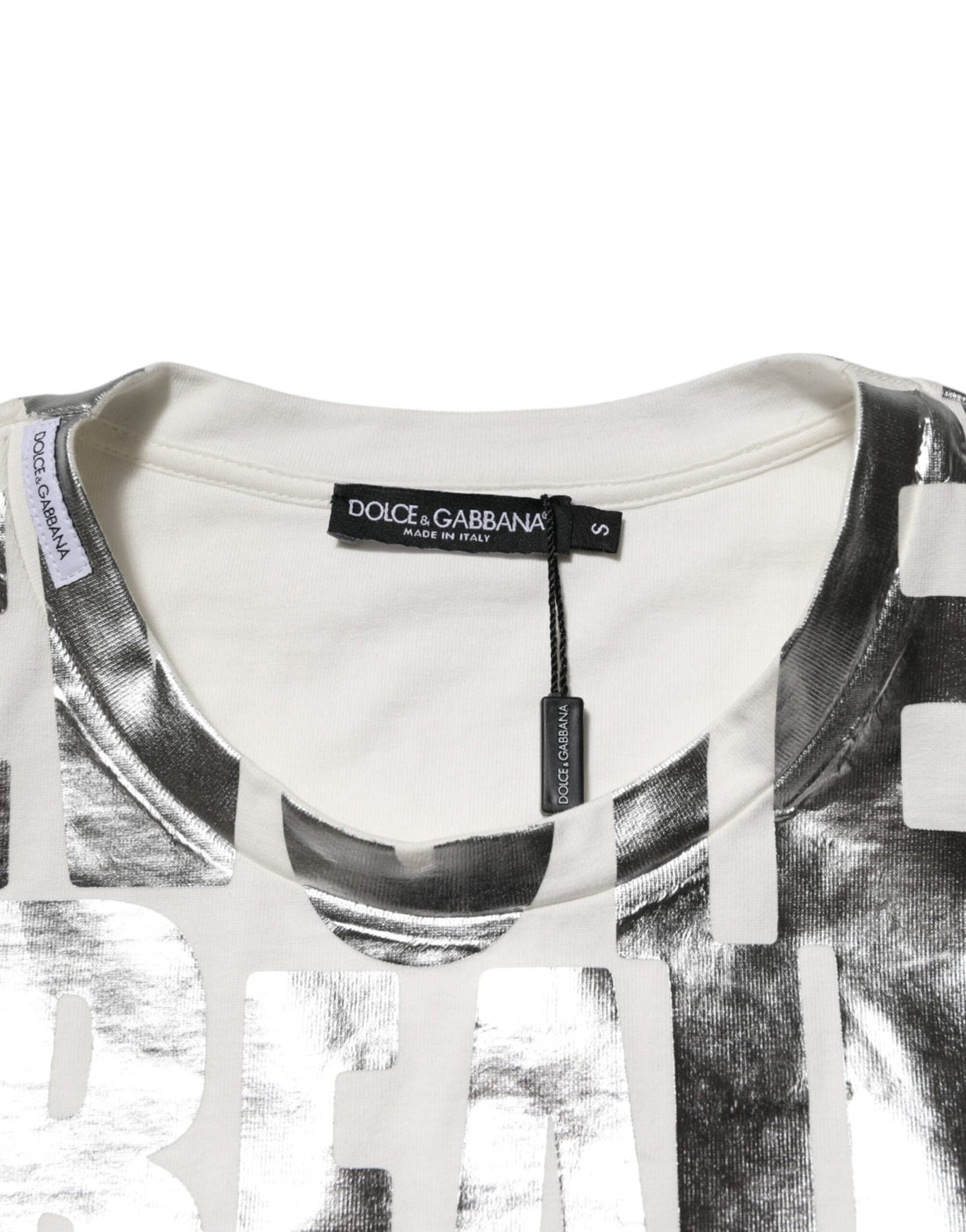 Dolce & Gabbana White Metallic Print Cotton CrewNeck T-shirt - RIMODA