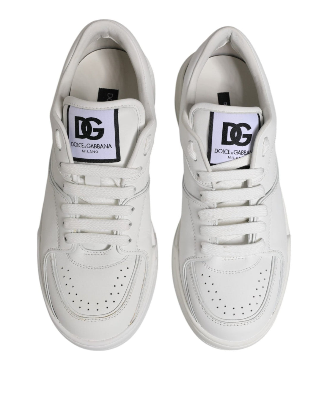 Dolce & Gabbana White Miami Leather Low Top Sneakers Shoes - RIMODA