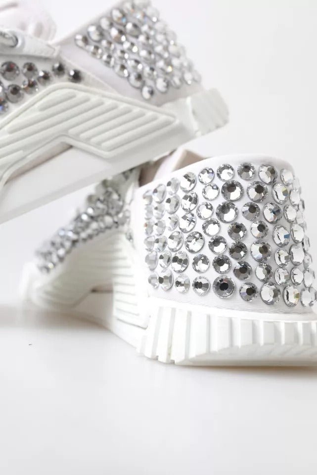 Dolce & Gabbana White NS1 Canvas Leather Embellished Sneakers Shoes - RIMODA