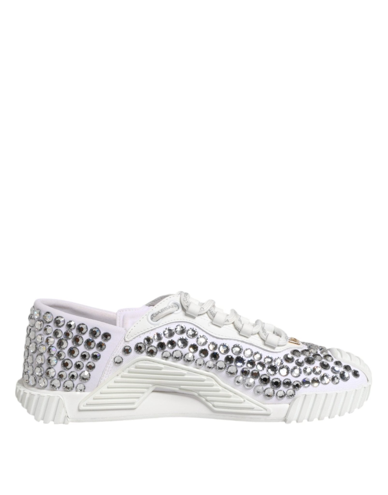 Dolce & Gabbana White NS1 Canvas Leather Embellished Sneakers Shoes - RIMODA