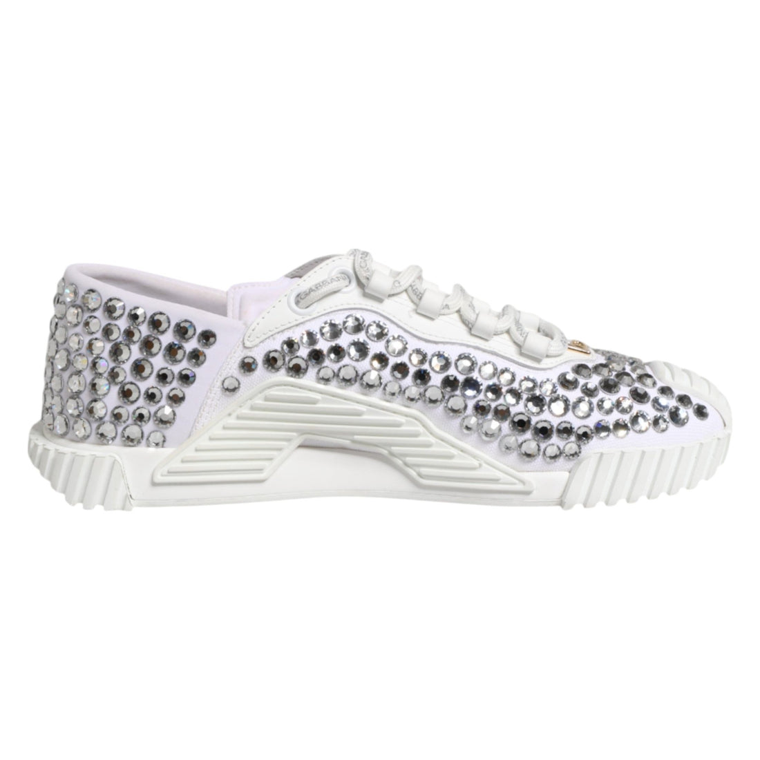 Dolce & Gabbana White NS1 Canvas Leather Embellished Sneakers Shoes - RIMODA