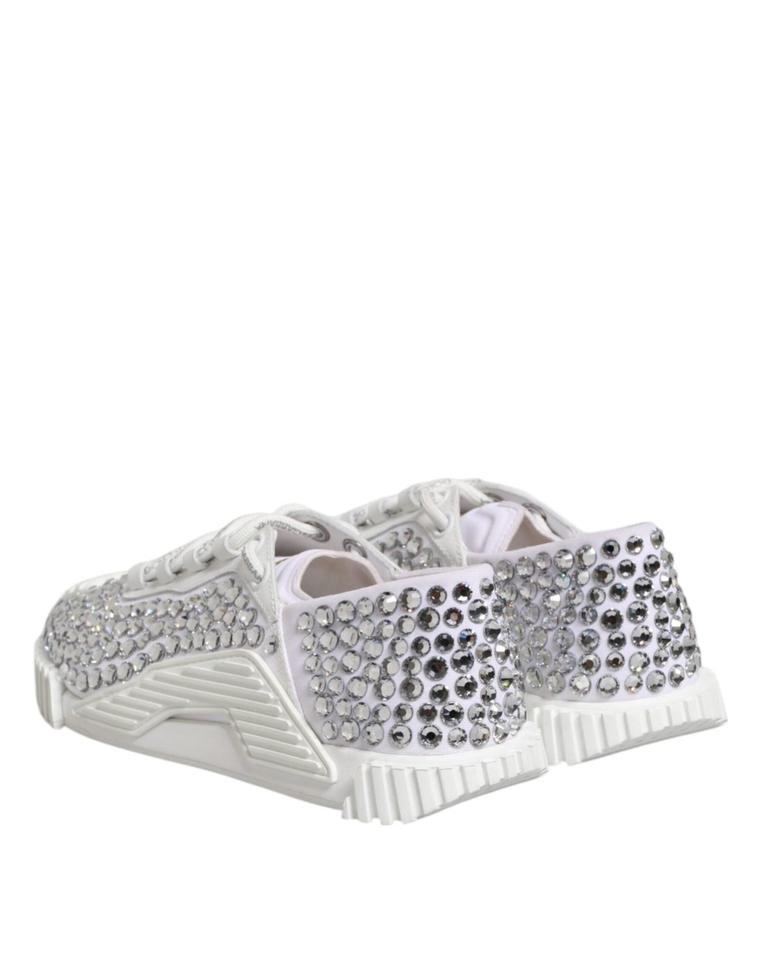 Dolce & Gabbana White NS1 Canvas Leather Embellished Sneakers Shoes - RIMODA